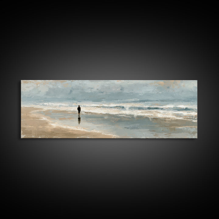 Coastal Beach Figures Canvas Print, Impressionist Art, Floral Print, Living Room Decor, Fine Art, Impression, Contemporary Art, IMP-3x1-11