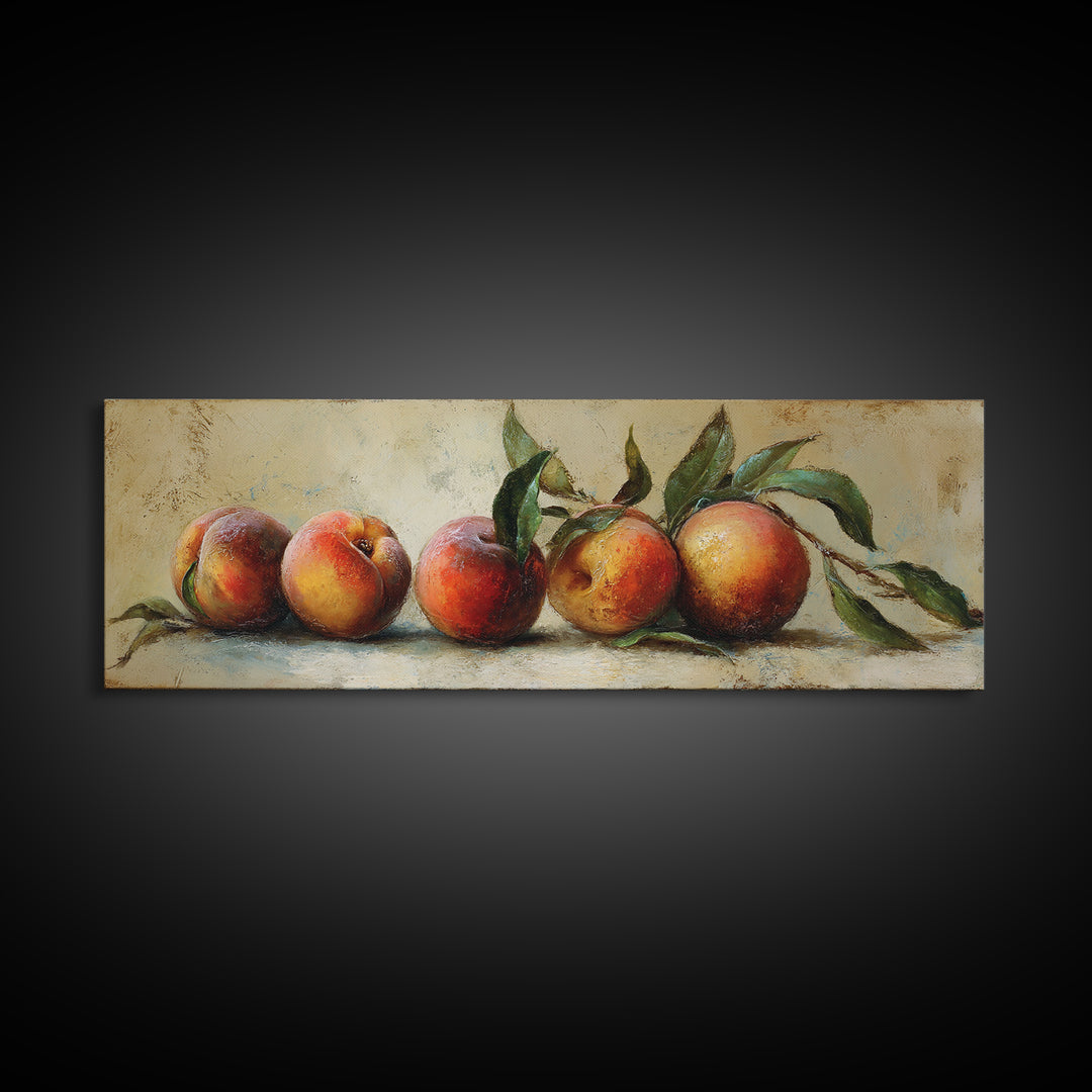 Still Life of Peaches Framed Canvas Print, Impressionist Art, Gallery Decor, Living Room Decor, Fine Art, Impression, IMP-3x1-15