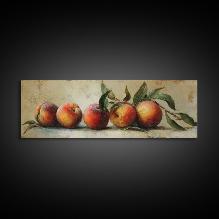 Still Life of Peaches Framed Canvas Print, Impressionist Art, Gallery Decor, Living Room Decor, Fine Art, Impression, IMP-3x1-15