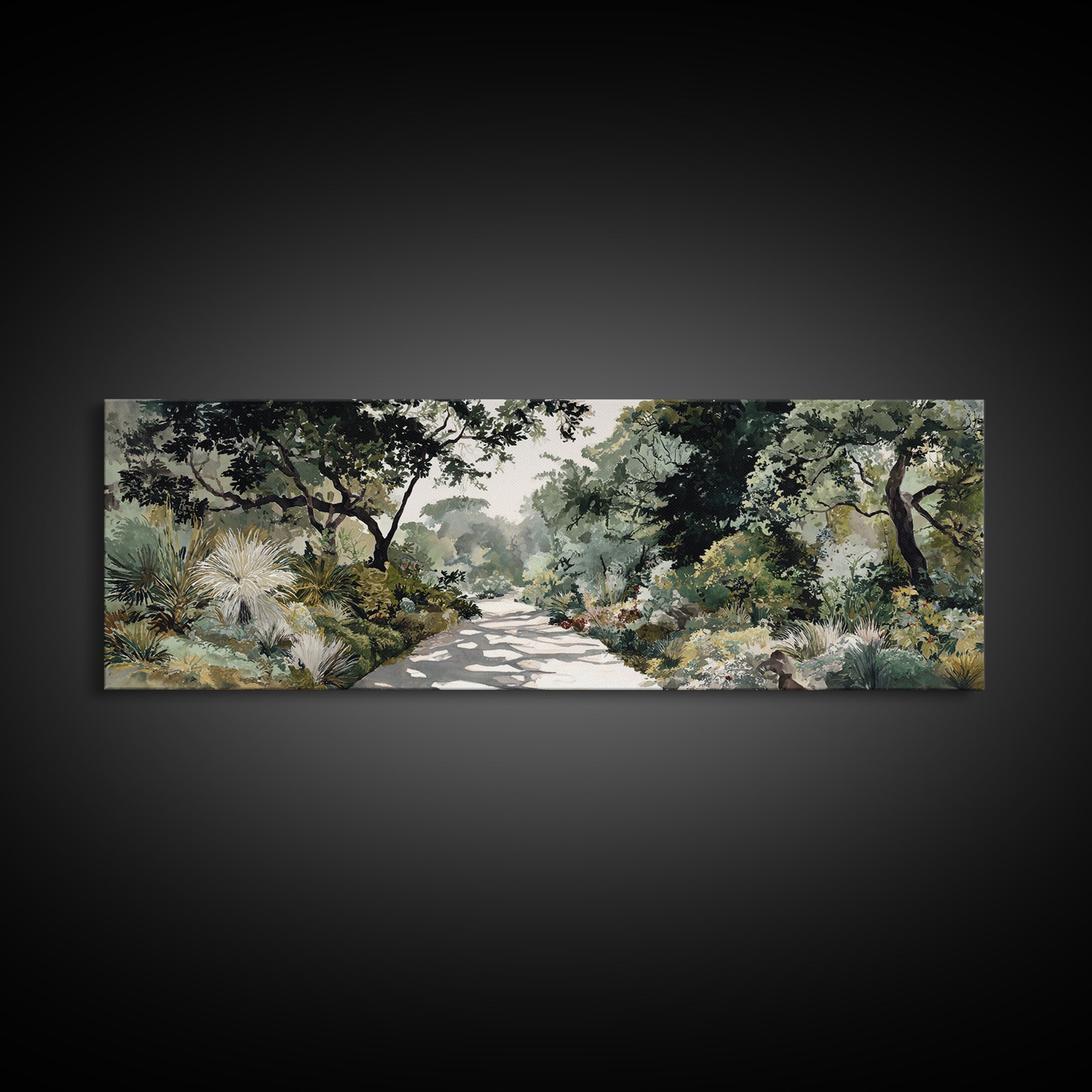 Garden Path Covered Framed Canvas Print, Impressionist Art, Living Room Decor, Watercolor Art, Impression, Landscape Art, IMP-3x1-18