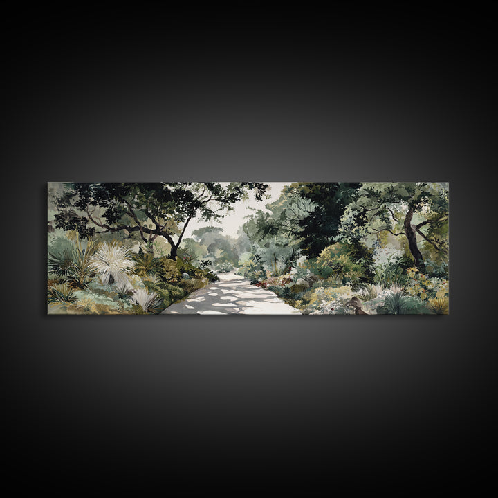 Garden Path Covered Framed Canvas Print, Impressionist Art, Living Room Decor, Watercolor Art, Impression, Landscape Art, IMP-3x1-18