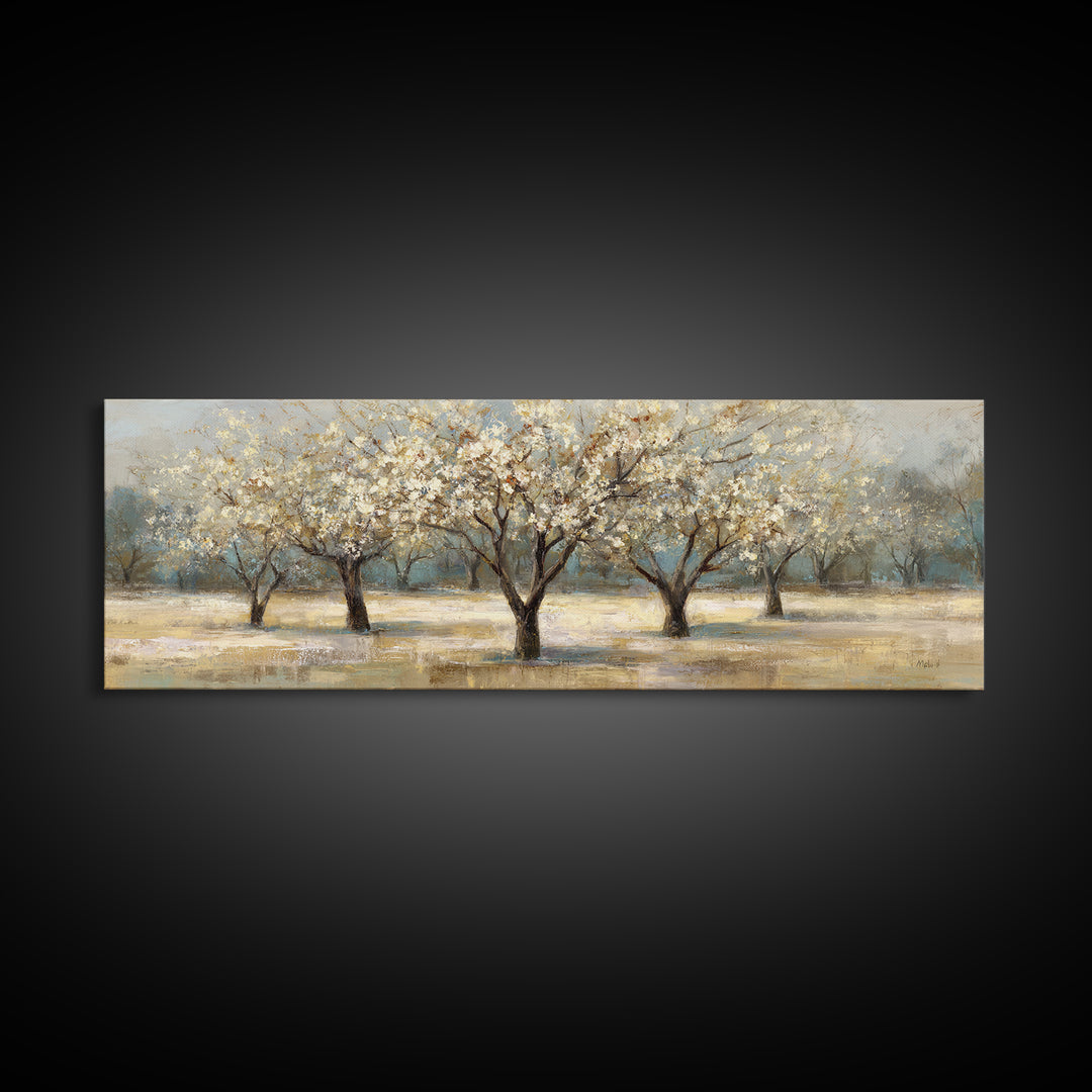 Spring Orchard with Blossoming Trees Canvas Print, Impressionist Art, Living Room Decor, Abstract Art, Impression, IMP-3x1-22