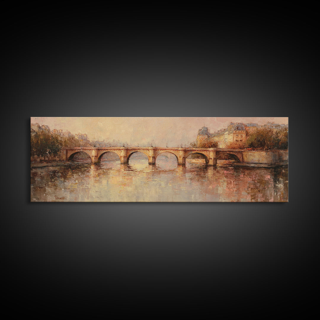 Paris Bridge Reflected Framed Canvas Print, Impressionist Art, Room Decor, Living Room Decor, Fine Art, Impression, IMP-3x1-23