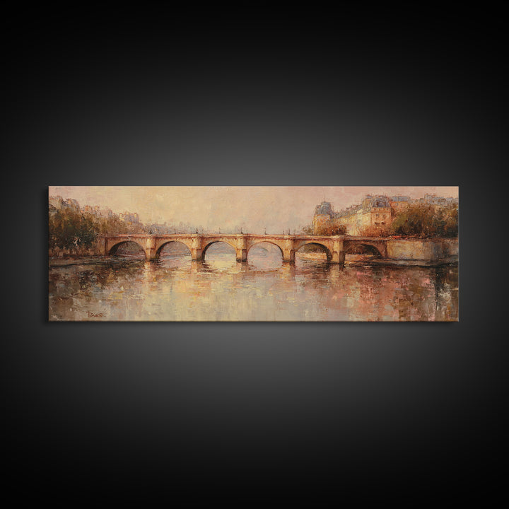 Paris Bridge Reflected Framed Canvas Print, Impressionist Art, Room Decor, Living Room Decor, Fine Art, Impression, IMP-3x1-23