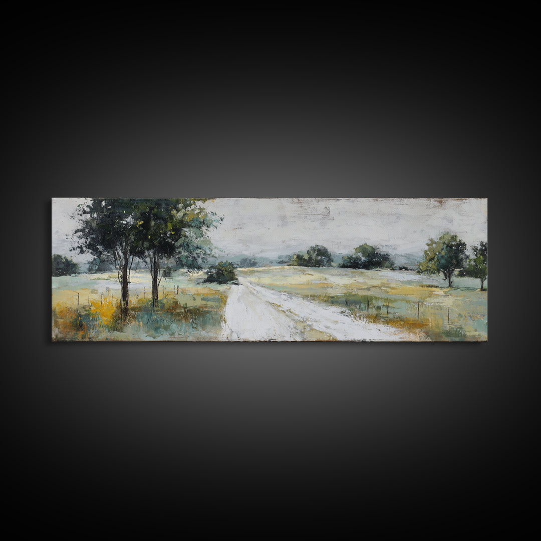 Country Lane with Flickering Sunlight Canvas Print, Impressionist Art, Farmhouse Decor, Living Room Decor, Fine Art, Impression, IMP-3x1-38