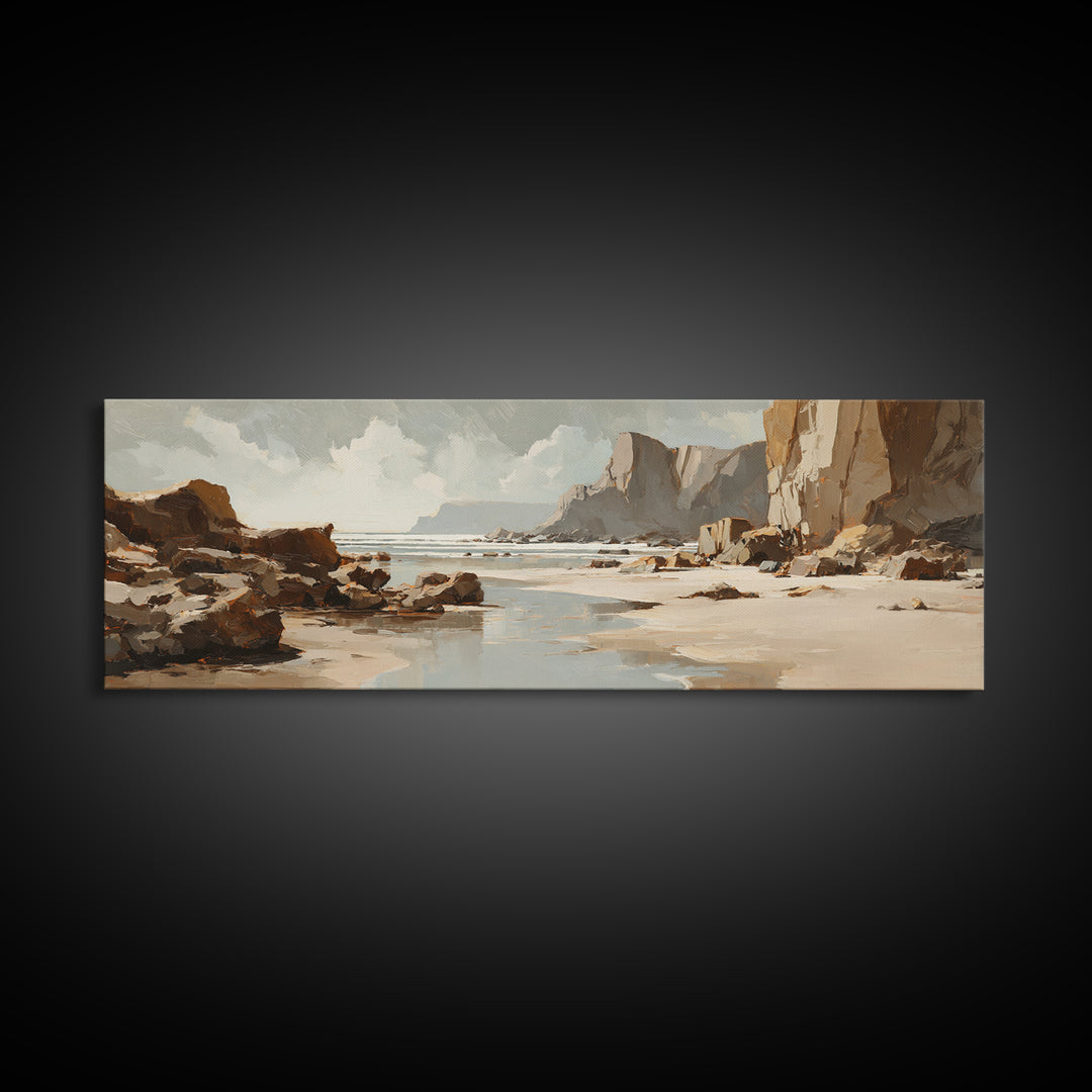Soft Seaside Cliffs Canvas Print, Impressionist Art, Landscape Wall Art, Living Room Decor, Fine Art, Impression, Luxury Decor, IMP-3x1-45