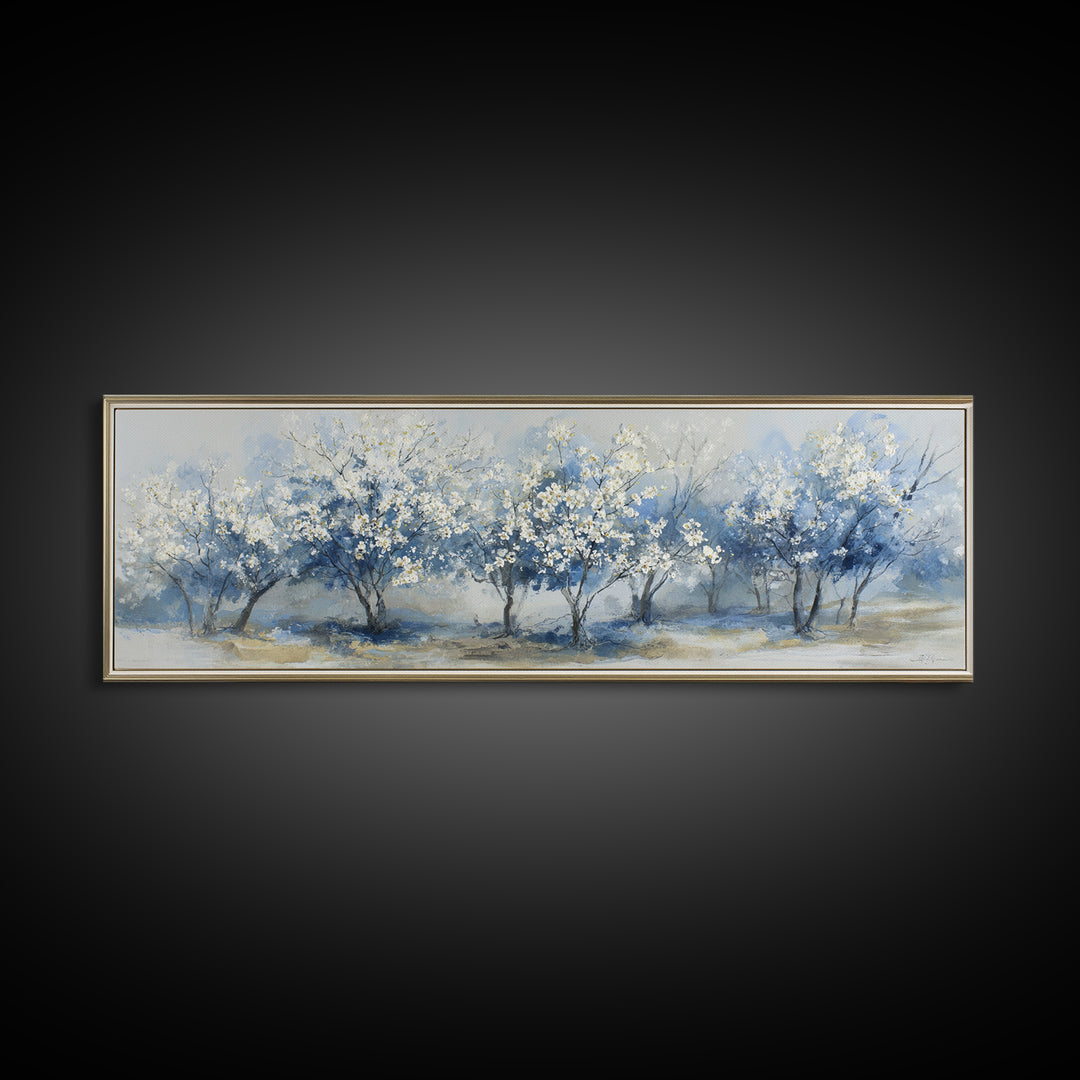 Spring Orchard with Blossoming Trees Canvas Print, Impressionist Art, Abstract Painting, Living Room Decor, Impression, IMP-3x1-46