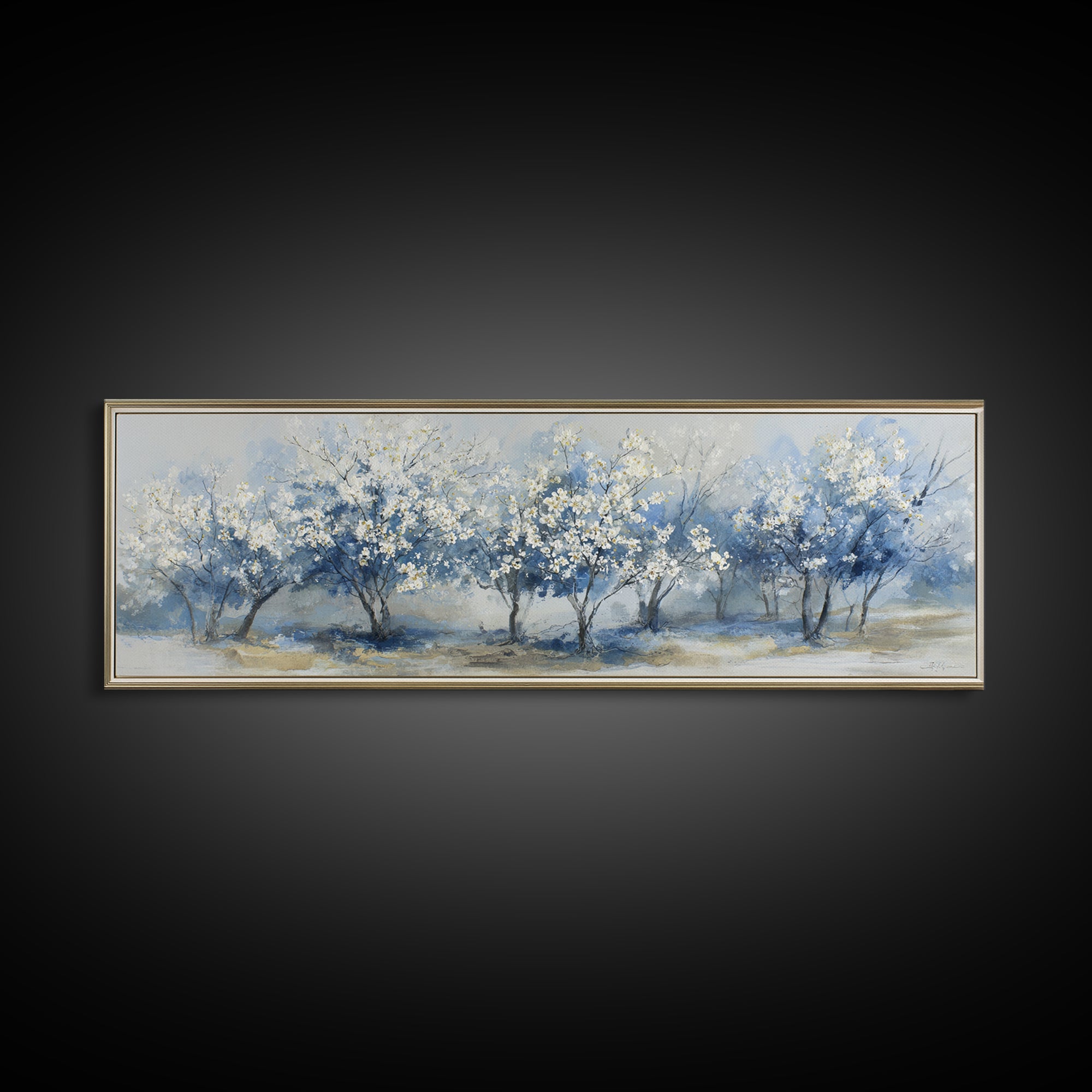 Spring Orchard with Blossoming Trees Canvas Print, Impressionist Art, Abstract Painting, Living Room Decor, Impression, IMP-3x1-46