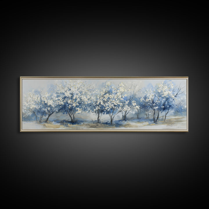 Spring Orchard with Blossoming Trees Canvas Print, Impressionist Art, Abstract Painting, Living Room Decor, Impression, IMP-3x1-46