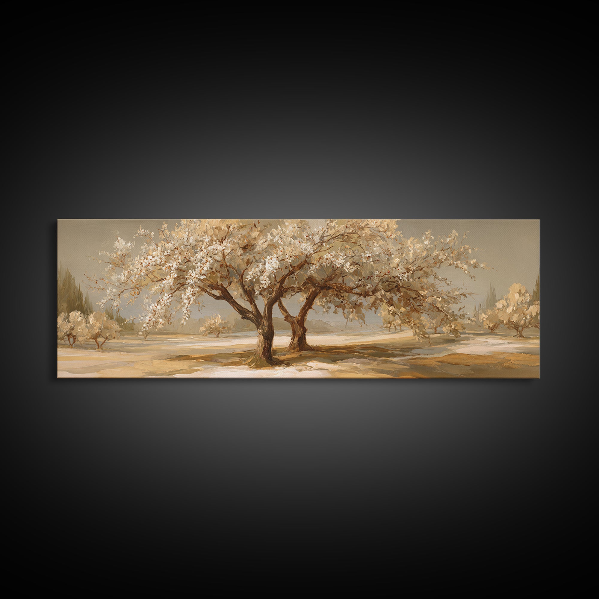 Apple Tree in Summer Orchard Framed Canvas Print, Impressionist Art, Flower Print, Living Room Decor, Fine Art, Impression, IMP-3x1-57