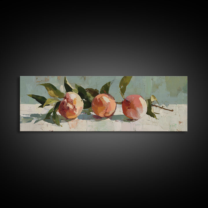 Still Life of Peaches Framed Canvas Print, Impressionist Art, Contemporary Art, Living Room Decor, Fine Art, Impression, IMP-3x1-63