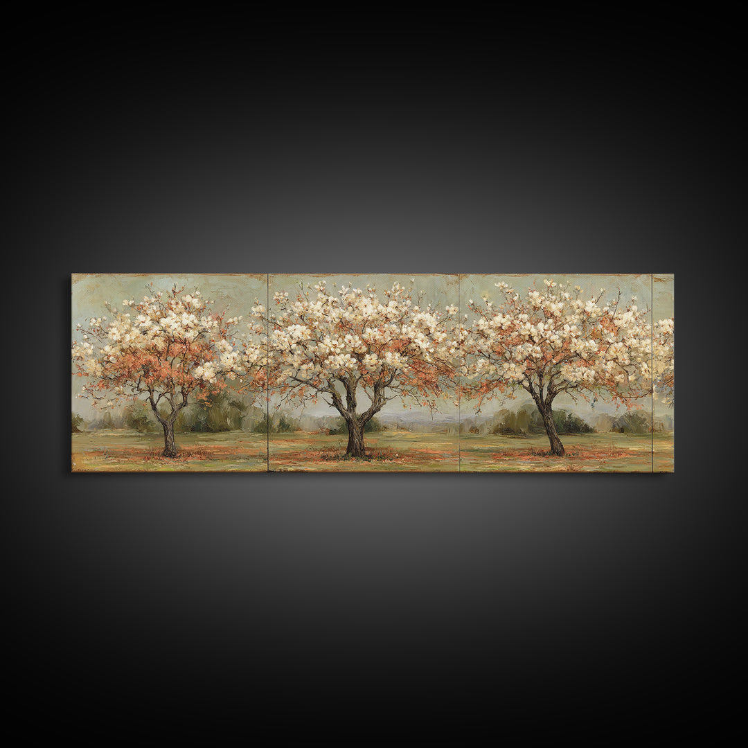 Spring Orchard with Blossoming Trees Canvas Print, Impressionist Art, Wall Art, Living Room Decor, Oil Painting, Impression, IMP-3x1-70