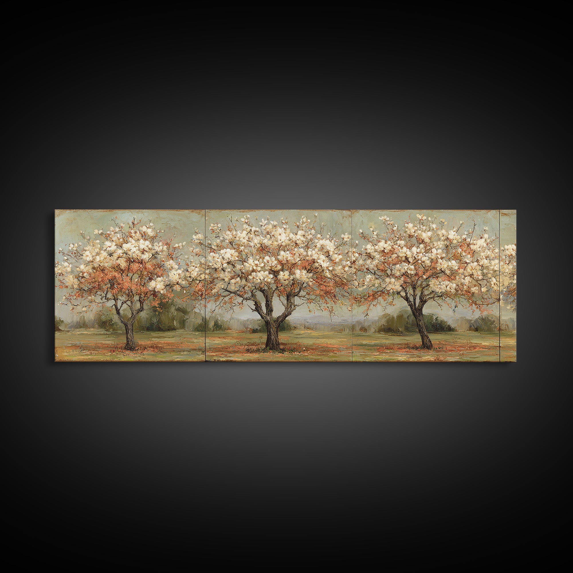 Spring Orchard with Blossoming Trees Canvas Print, Impressionist Art, Wall Art, Living Room Decor, Oil Painting, Impression, IMP-3x1-70