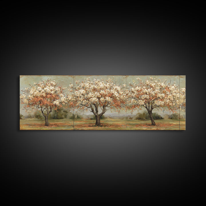 Spring Orchard with Blossoming Trees Canvas Print, Impressionist Art, Wall Art, Living Room Decor, Oil Painting, Impression, IMP-3x1-70