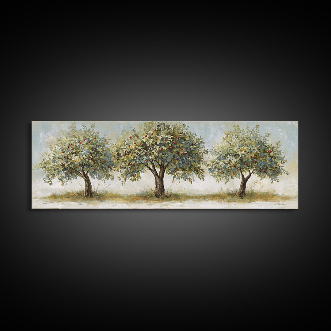 Apple Tree in Summer Orchard Framed Canvas Print, Impressionist Art, Flower Print, Living Room Decor, Fine Art, Impression, IMP-3x1-81