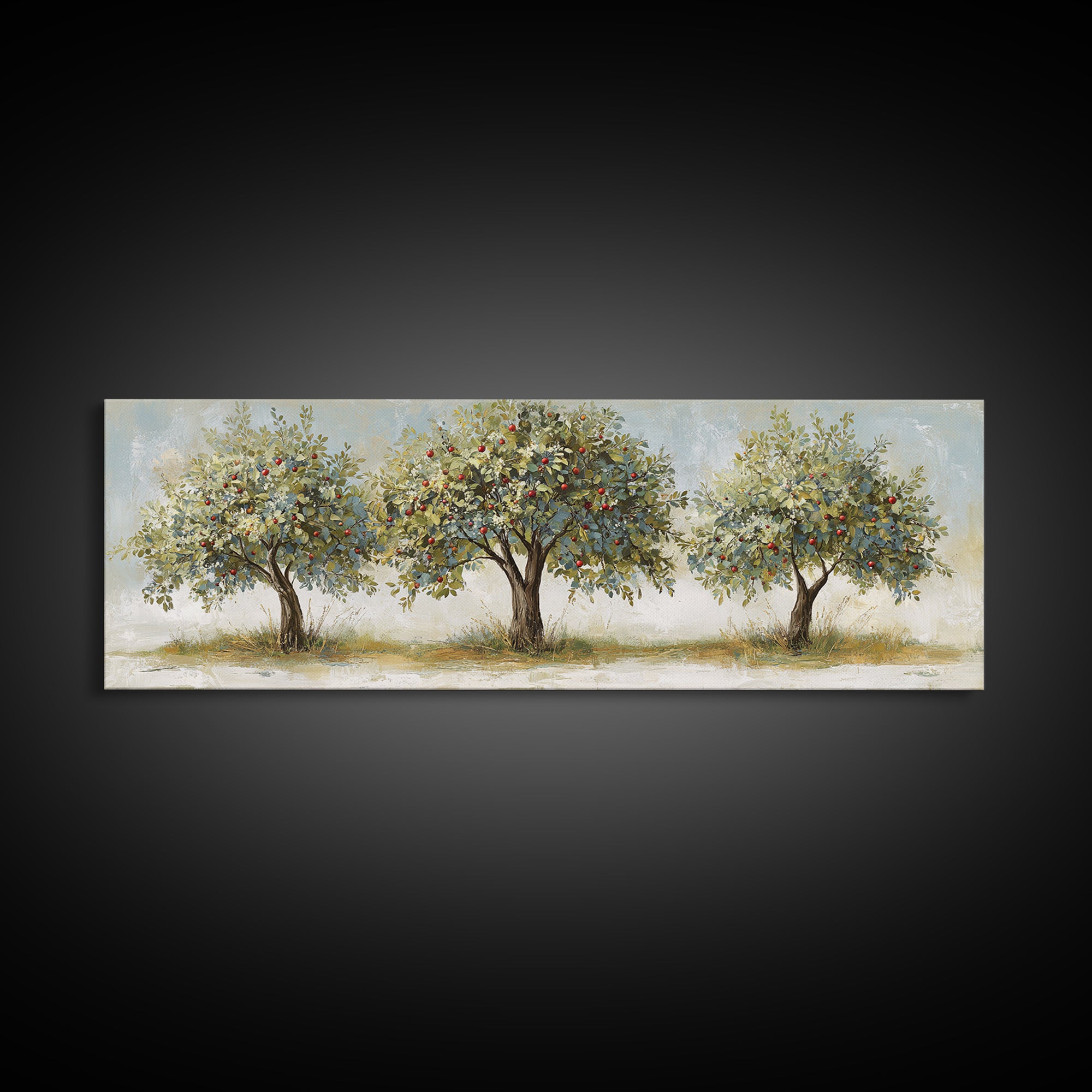 Apple Tree in Summer Orchard Framed Canvas Print, Impressionist Art, Flower Print, Living Room Decor, Fine Art, Impression, IMP-3x1-81