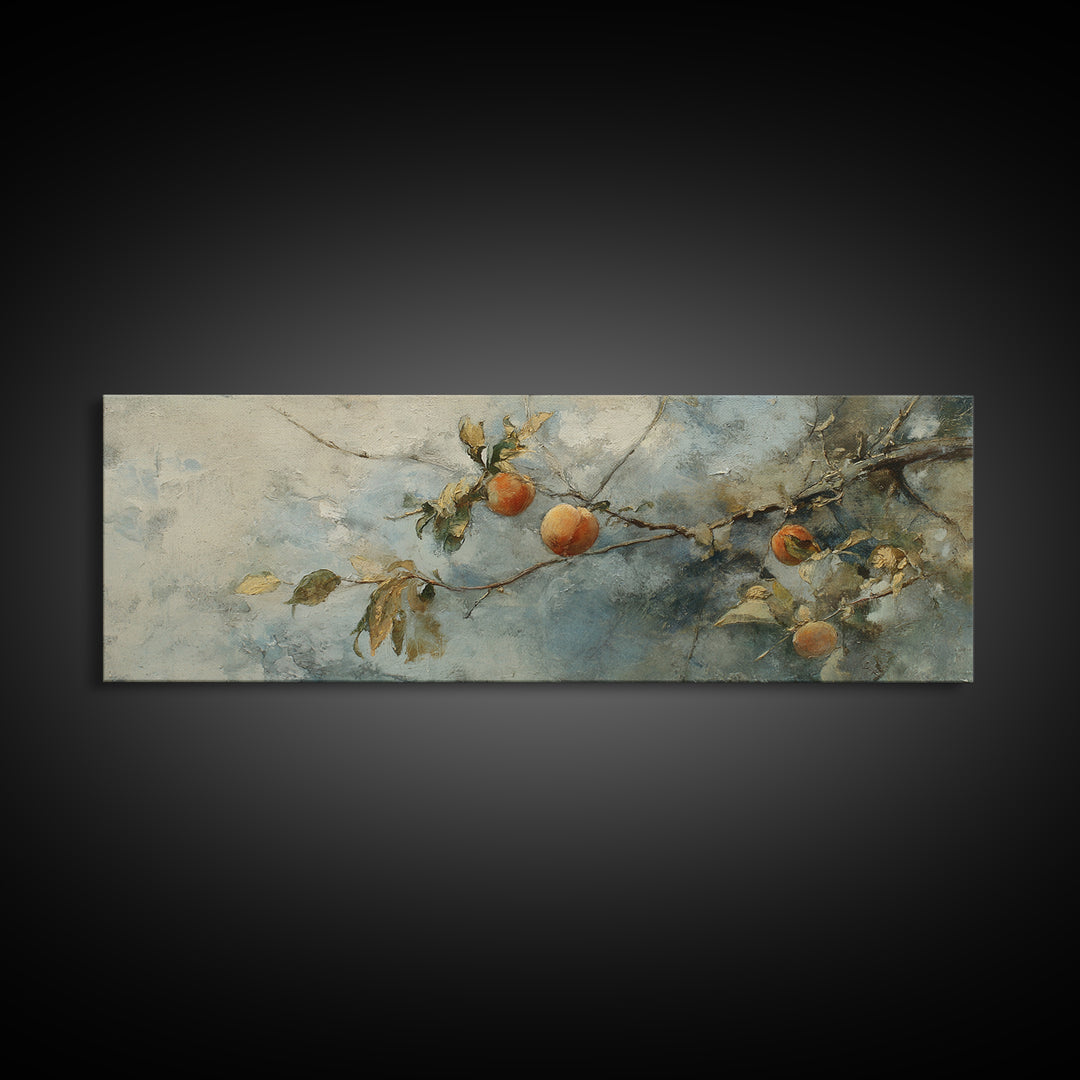 Still Life of Peaches Framed Canvas Print, Impressionist Art, Textured Wall Art, Living Room Decor, Fine Art, Impression, IMP-3x1-87