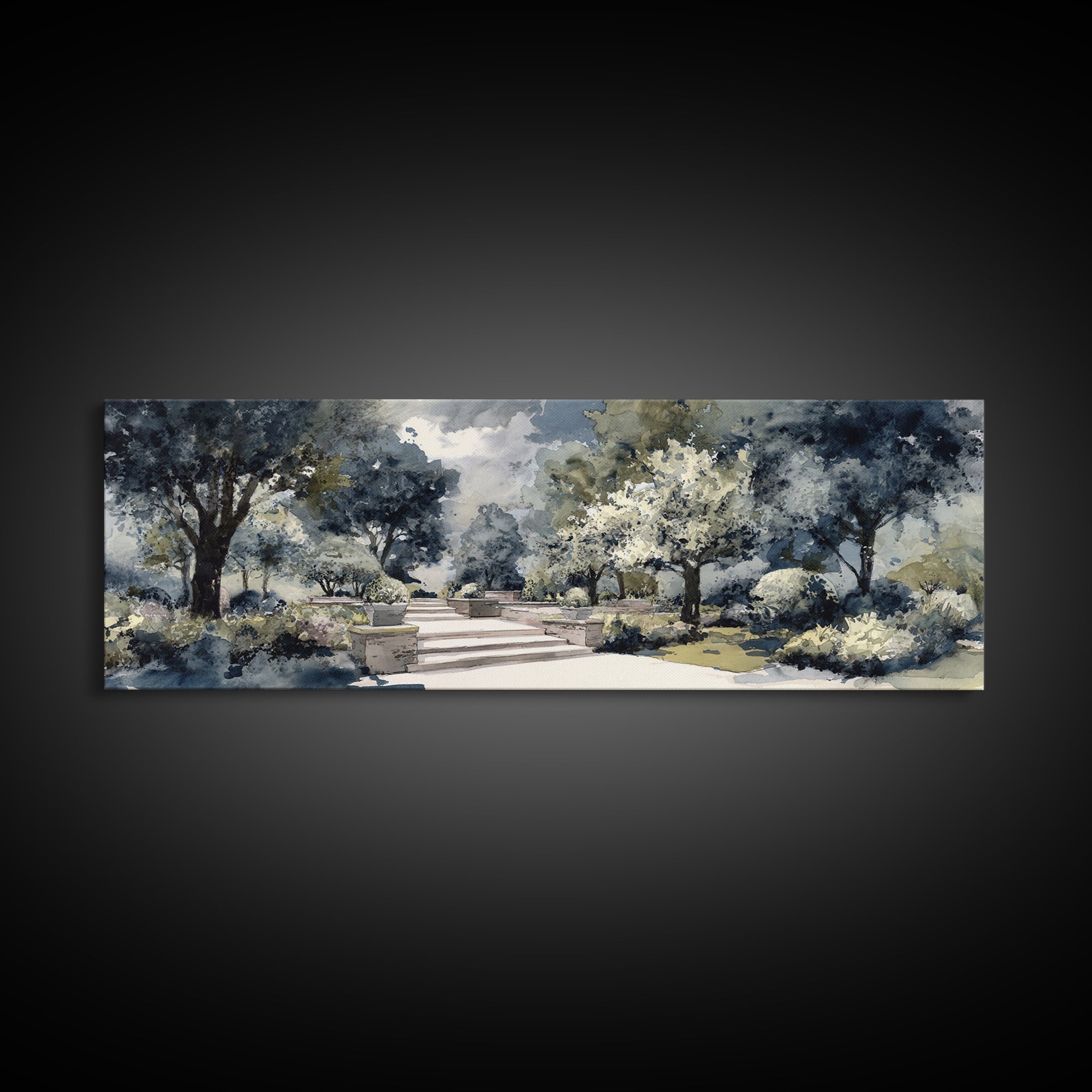 Garden Path Covered Framed Canvas Print, Impressionist Art, Landscape Wall Art, Living Room Decor, Fine Art, Impression, IMP-3x1-90