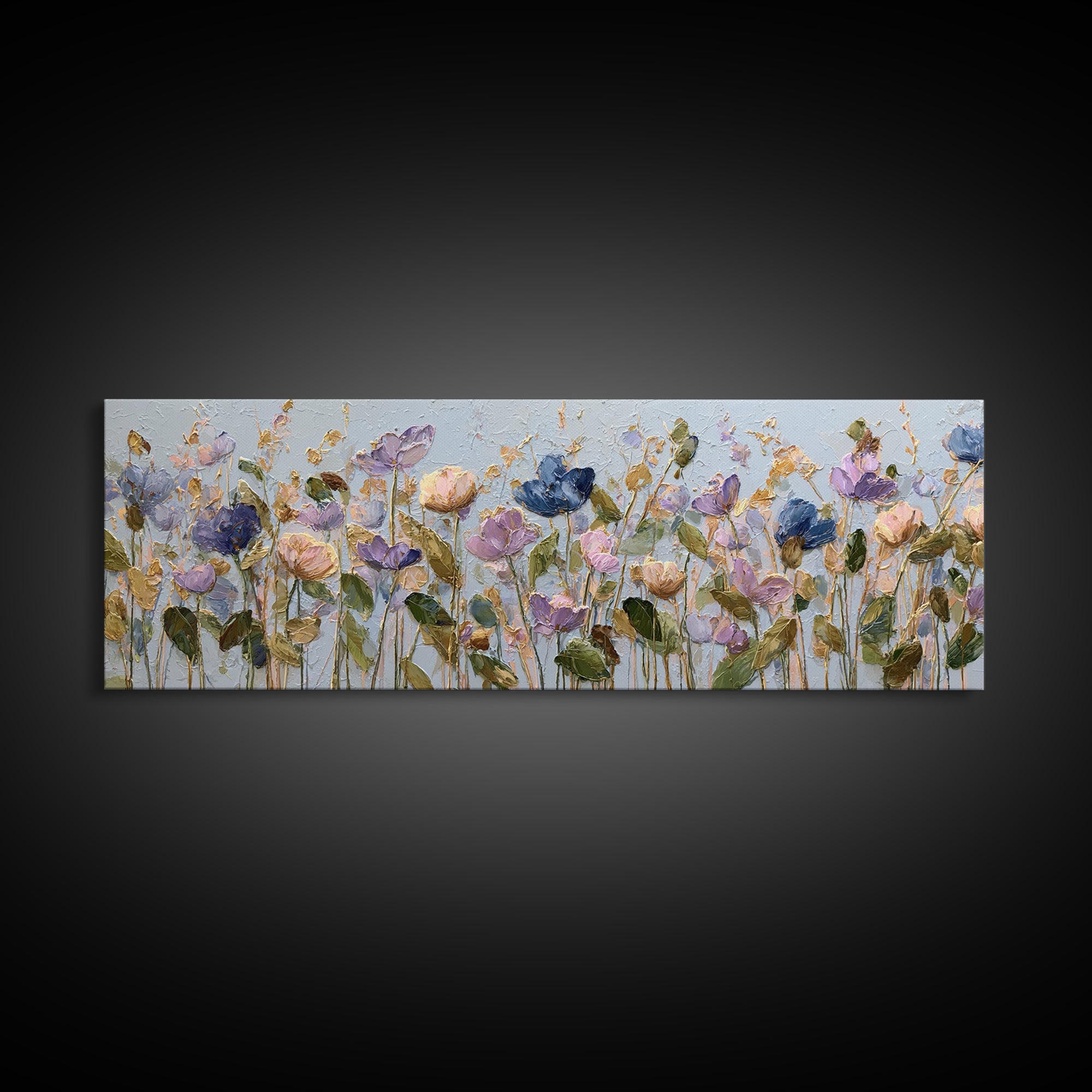 Wildflower Field in Loose Pastel Strokes Canvas Print, Impressionist Art, Textured Painting, Living Room Decor, Impression, IMP-3x1-96