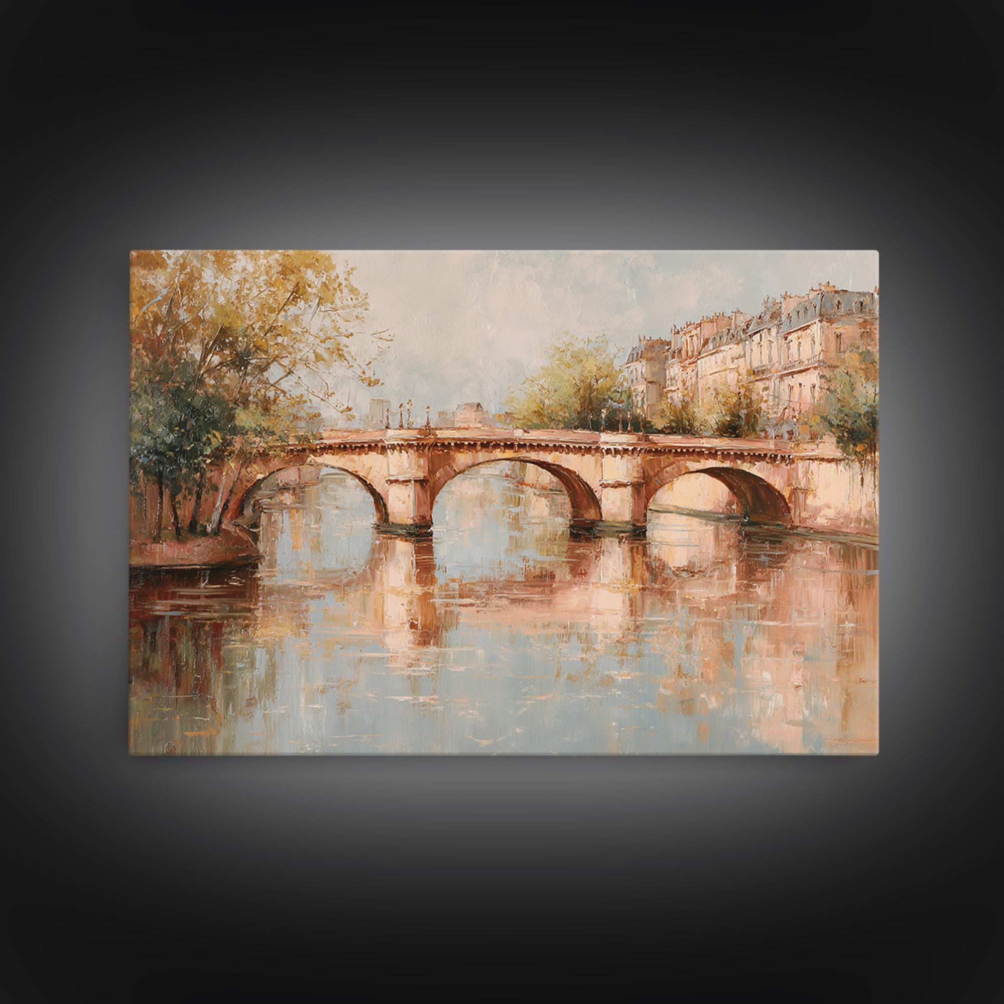 Paris Bridge Reflected Canvas Print, Impressionist Art, Modern Decor, Living Room Decor, Fine Art, Impression, Wall Decor, IMP-3x2-11
