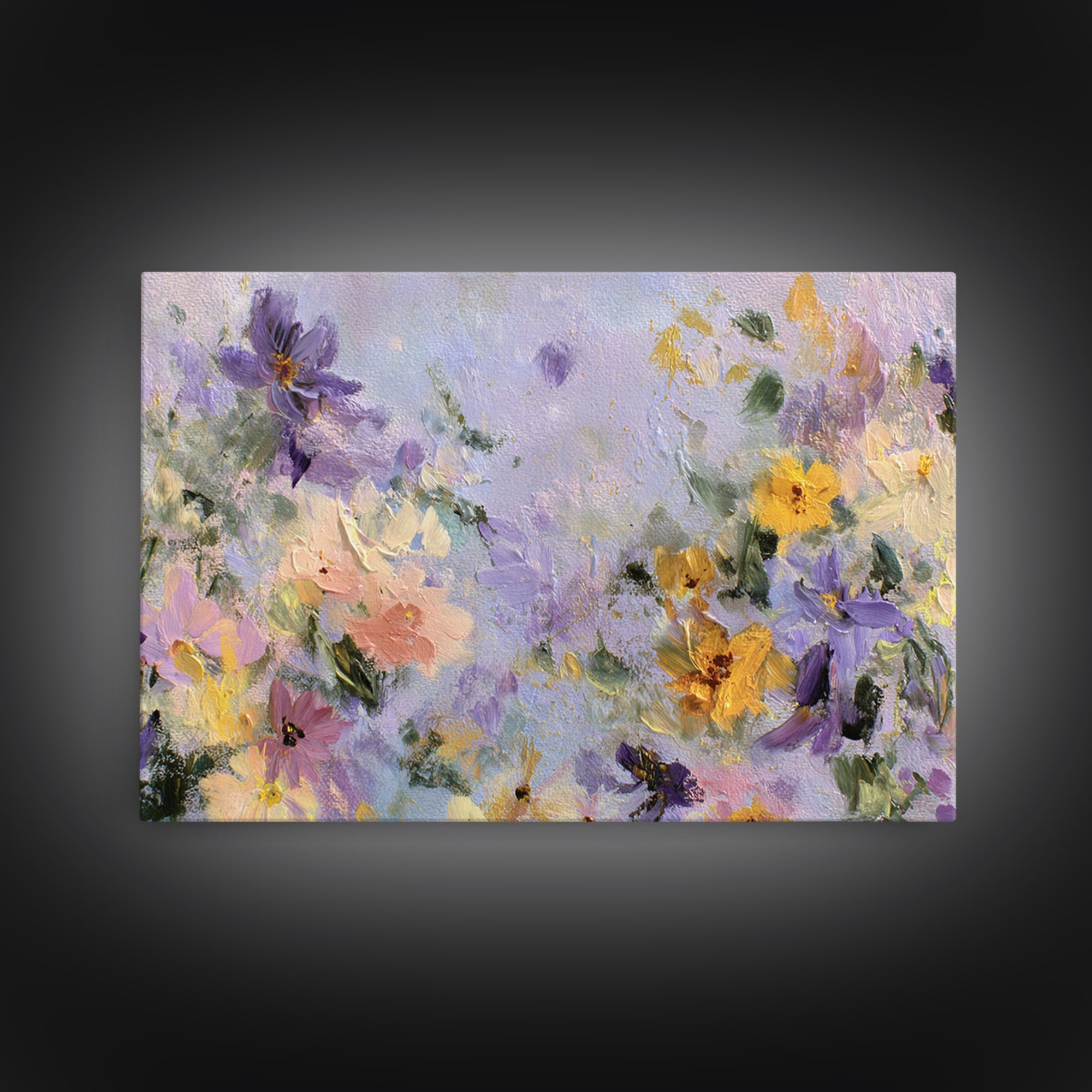 Wildflower Field in Loose Pastel Strokes Canvas Print, Impressionist Art, Modern Art, Living Room Decor, Oil Painting, IMP-3x2-12