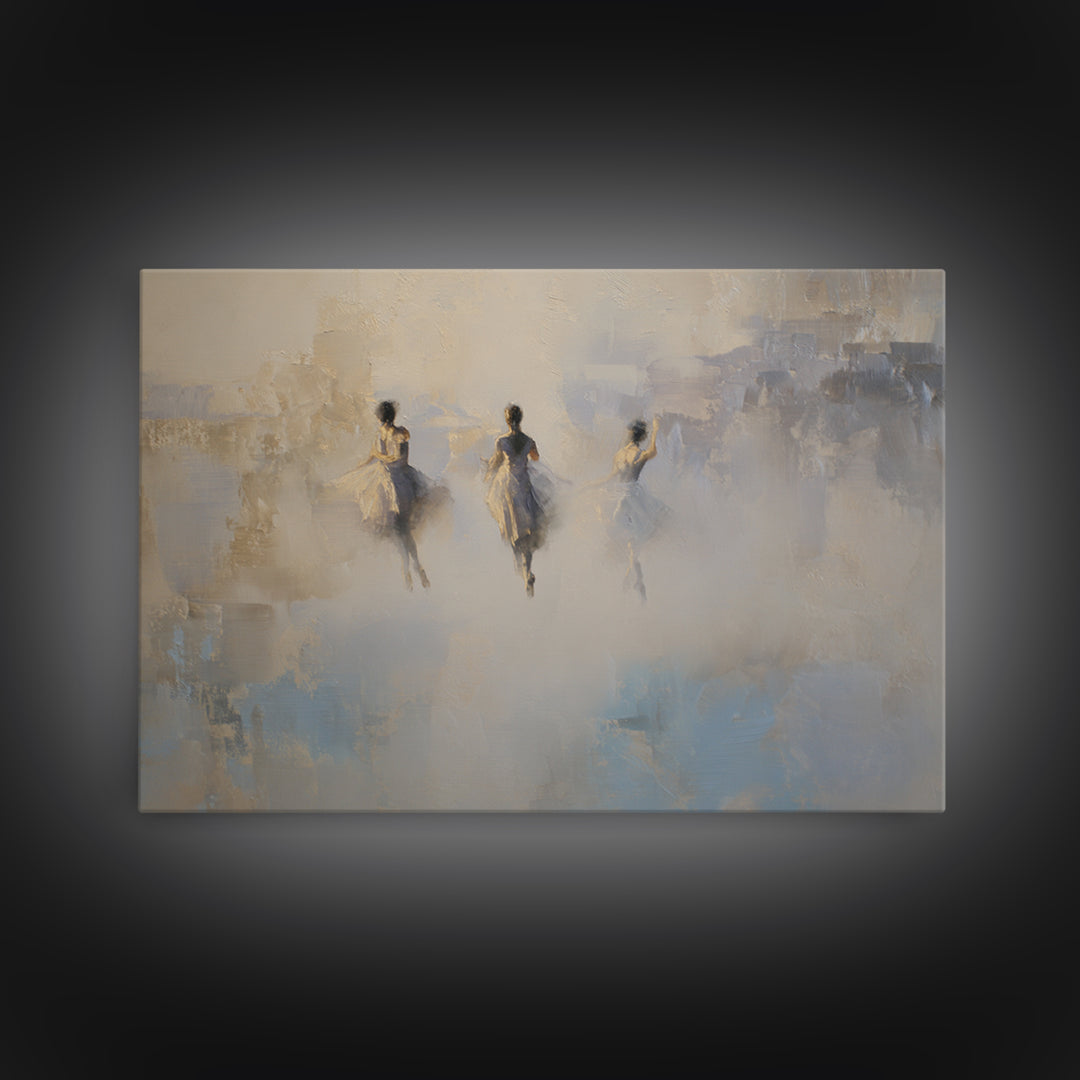 Dancers Suggested by Soft Moving Brushwork Canvas Print, Impressionist Art, Statement Artwork, Living Room Decor, Impression, IMP-3x2-19