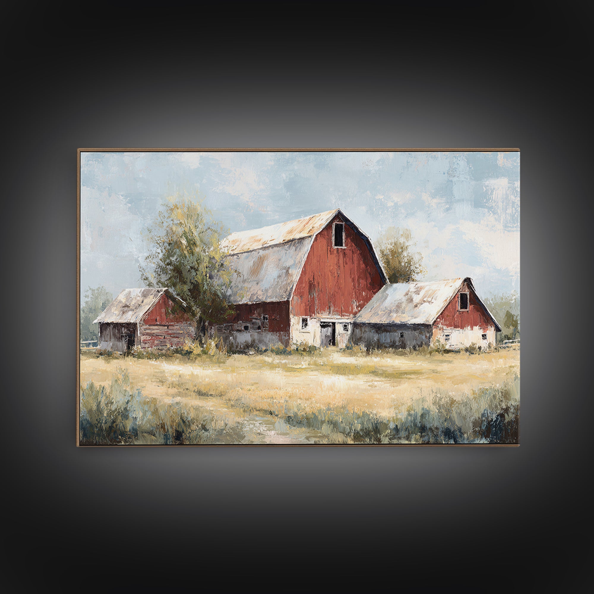 Country Lane with Flickering Sunlight Framed Canvas Print, Impressionist Art, Bedroom Decor, Living Room Decor, Impression, IMP-3x2-2