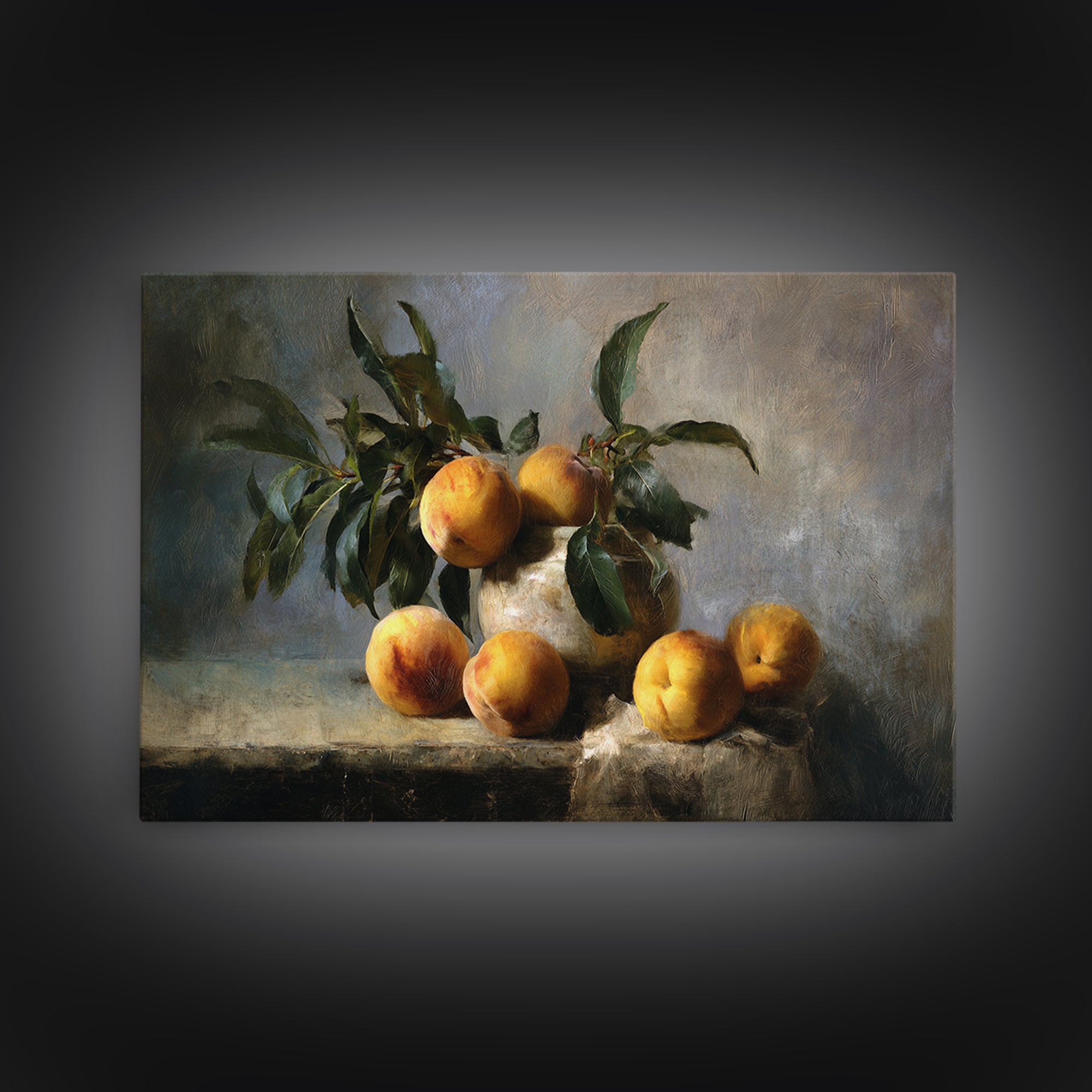 Still Life of Peaches Canvas Print, Impressionist Art, Landscape Wall Art, Living Room Decor, Impression, Luxury Decor, IMP-3x2-3