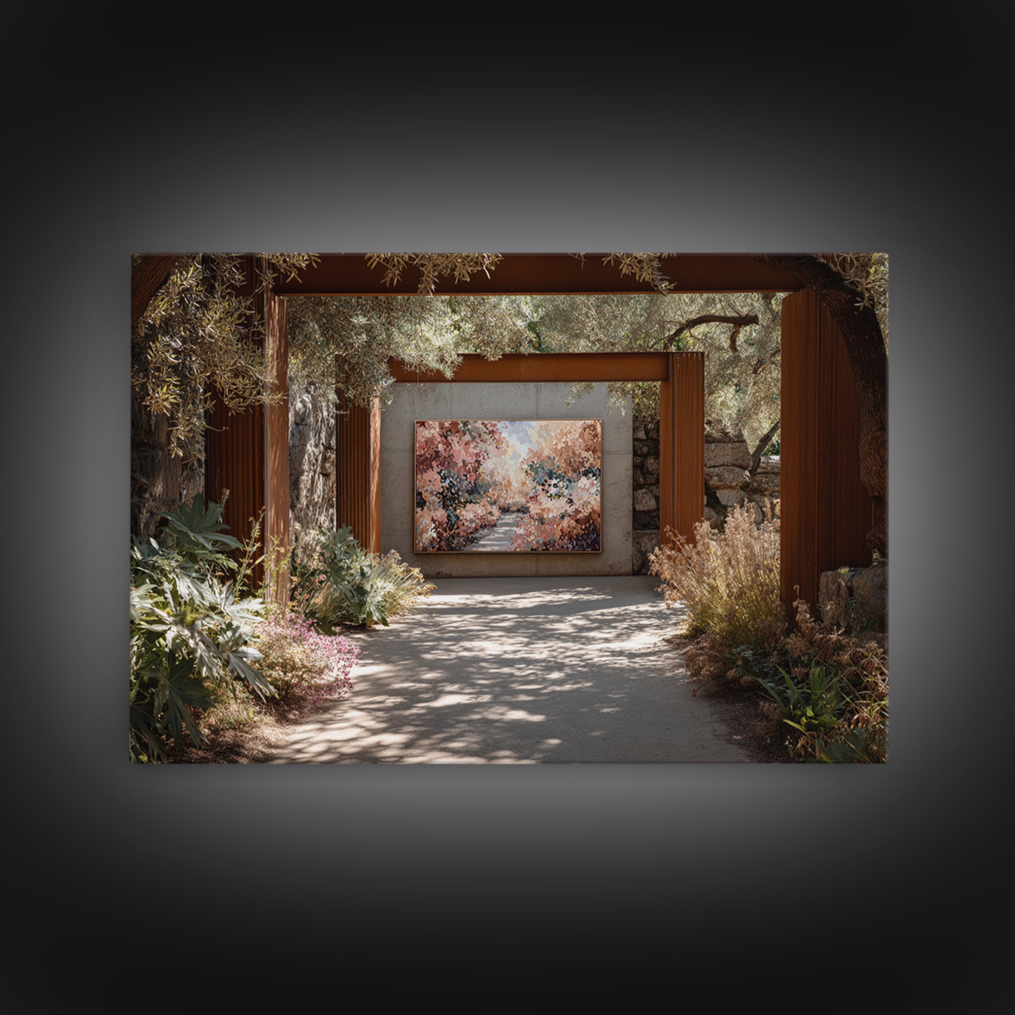 Garden Path Covered Canvas Print, Impressionist Art, Modern Art, Living Room Decor, Oil Painting, Impression, Statement Artwork, IMP-3x2-30
