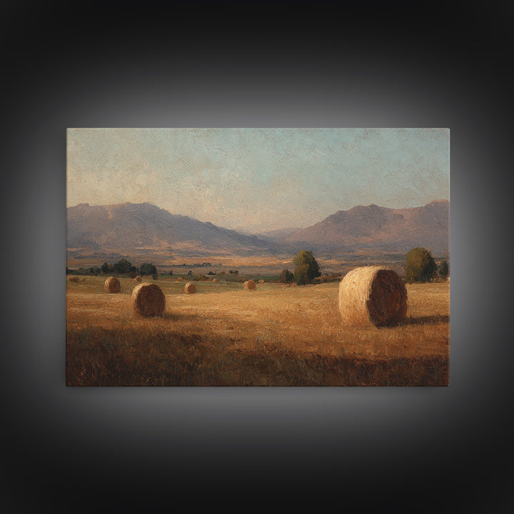 Haystacks Glowing at Golden Hour Canvas Print, Impressionist Art, Colorful Wall Art, Living Room Decor, Fine Art, Impression, IMP-3x2-32