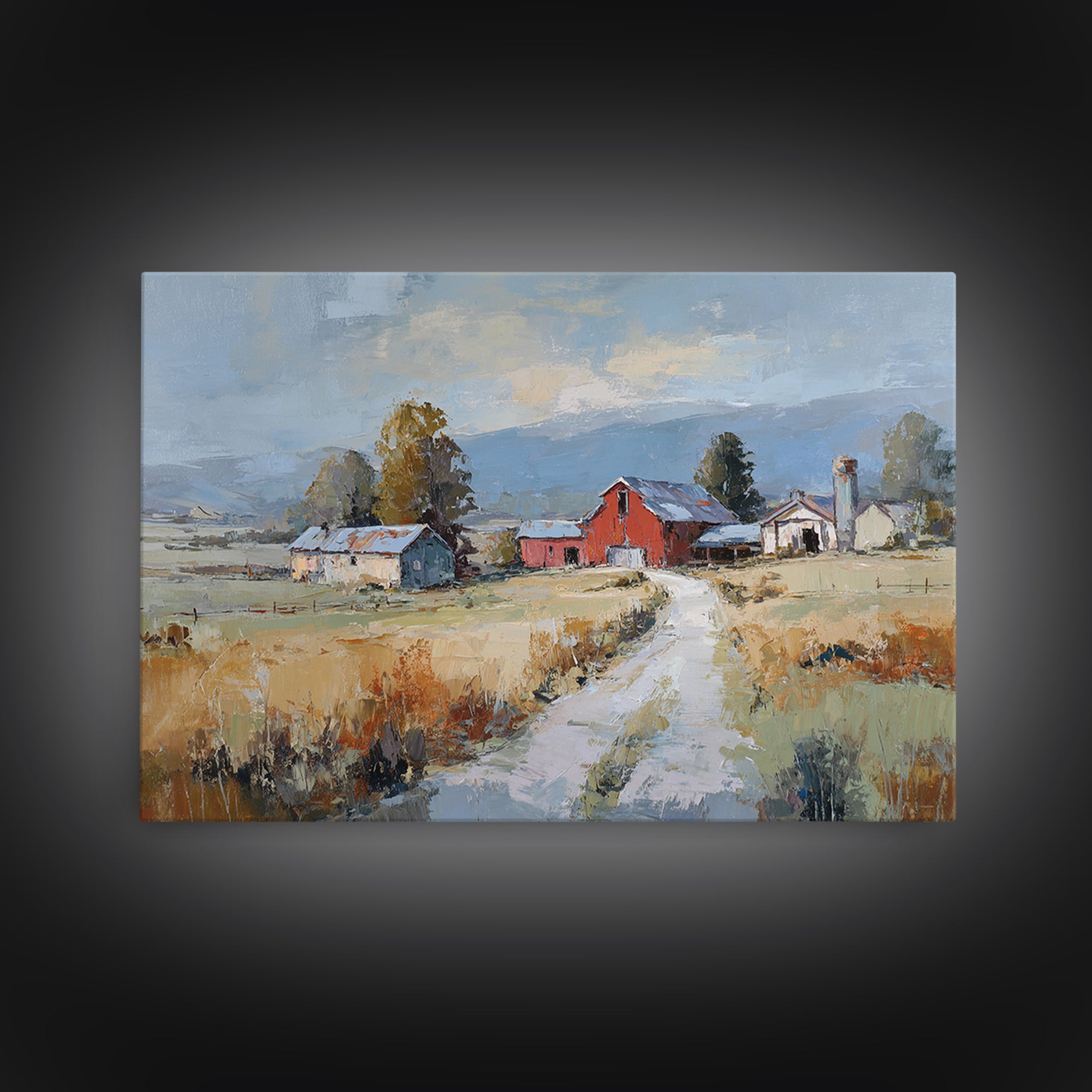 Country Lane with Flickering Sunlight Canvas Print, Impressionist Art, Floral Wall Art, Living Room Decor, Impression, IMP-3x2-50