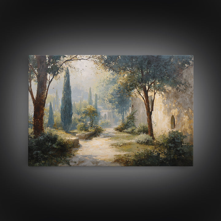 Garden Path Covered Canvas Print, Impressionist Art, Modern Art, Living Room Decor, Oil Painting, Impression, Statement Artwork, IMP-3x2-54