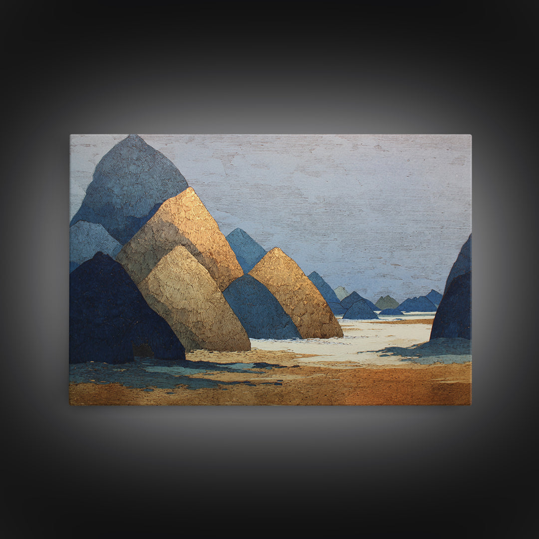 Haystacks Glowing at Golden Hour Canvas Print, Impressionist Art, Room Decor, Living Room Decor, Fine Art, Impression, IMP-3x2-56