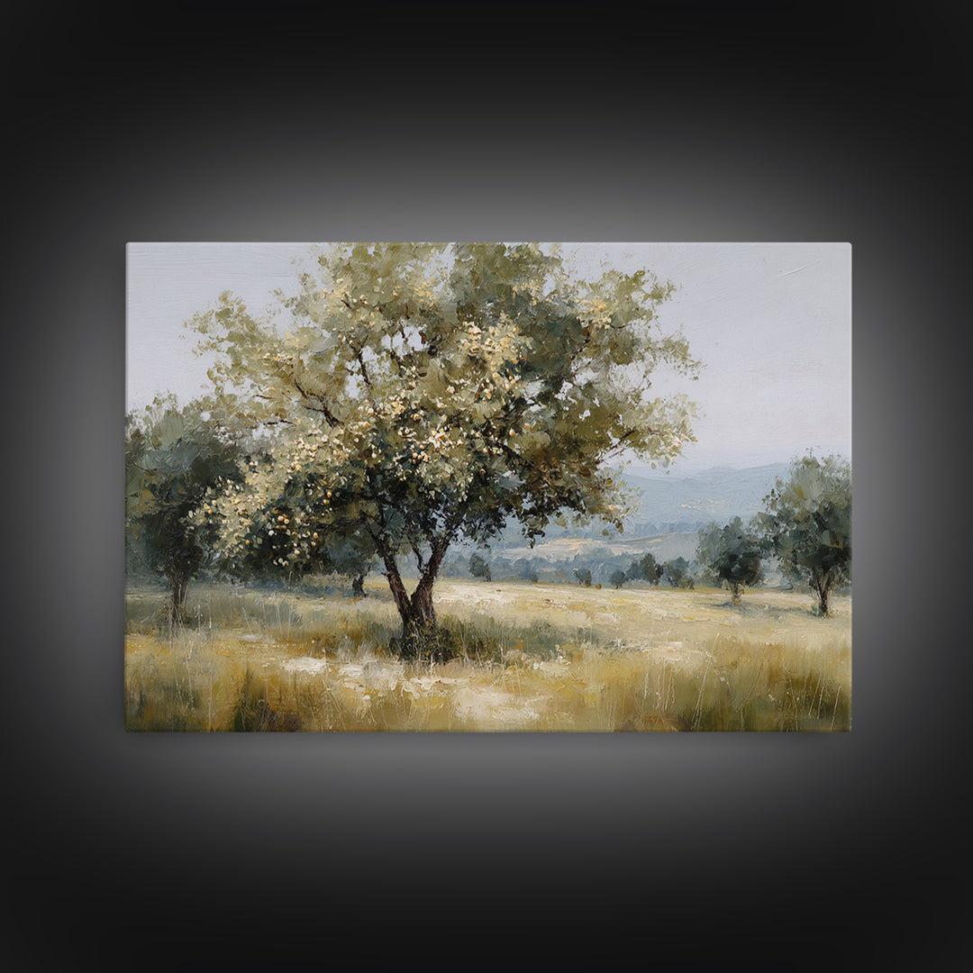 Apple Tree in Summer Orchard Framed Canvas Print, Impressionist Art, Gallery Decor, Living Room Decor, Fine Art, Impression, IMP-3x2-69