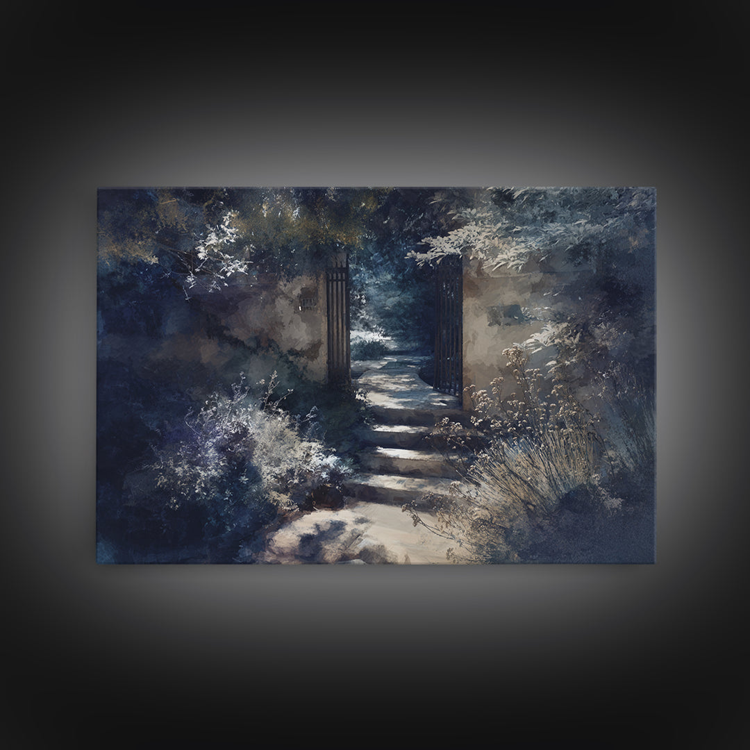 Garden Path Covered Framed Canvas Print, Impressionist Art, Flower Print, Living Room Decor, Watercolor Art, Impression, IMP-3x2-78