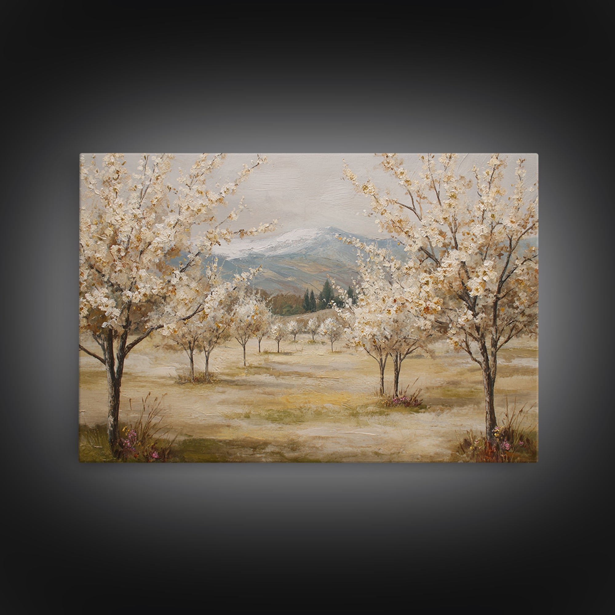 Spring Orchard with Blossoming Trees Canvas Print, Impressionist Art, Living Room Art, Living Room Decor, Impression, IMP-3x2-82