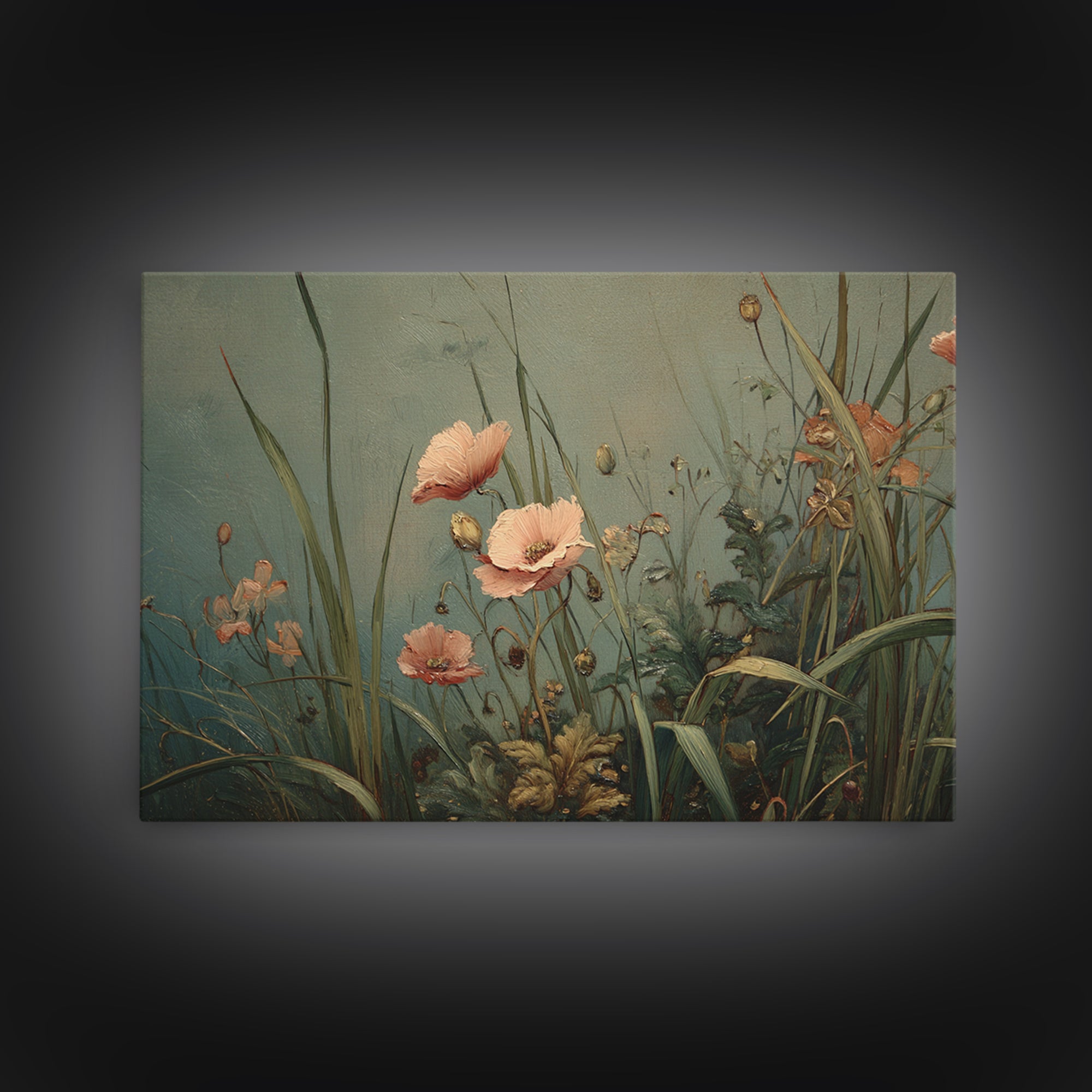 Poppies Blowing Through Green Grass Canvas Print, Impressionist Art, Painting, Living Room Decor, Fine Art, Impression, IMP-3x2-88