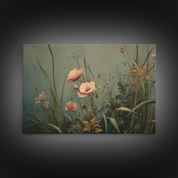 Poppies Blowing Through Green Grass Canvas Print, Impressionist Art, Painting, Living Room Decor, Fine Art, Impression, IMP-3x2-88