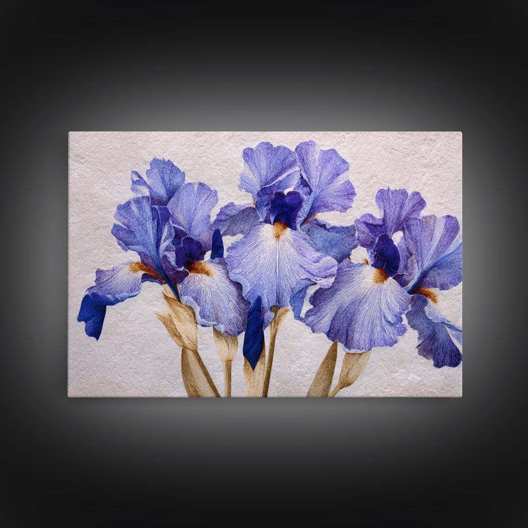 Iris Garden with Blue Violet Strokes Canvas Print, Impressionist Art, Printable Wall Art, Living Room Decor, Impression, IMP-3x2-96
