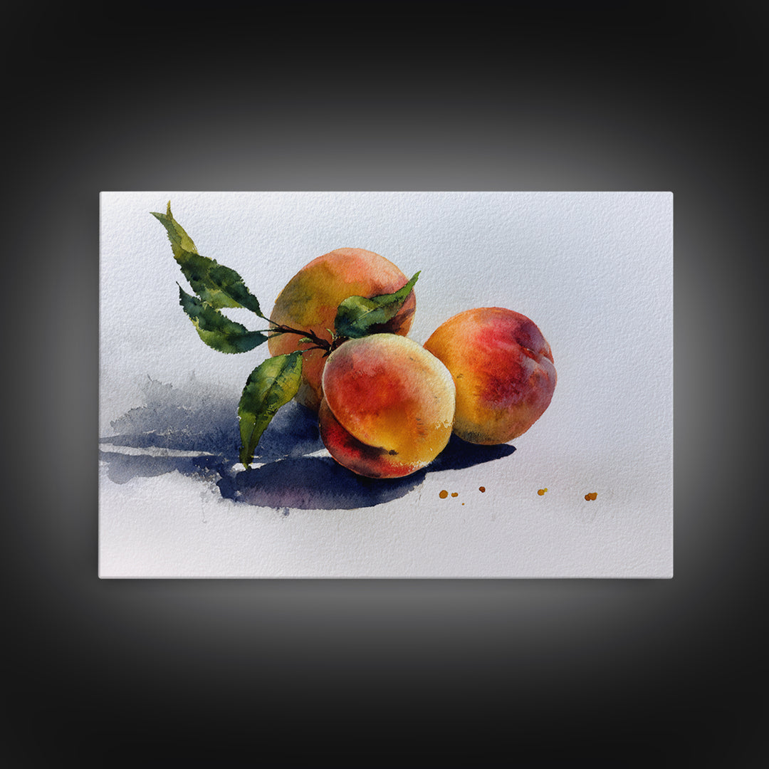 Still Life of Peaches Framed Canvas Print, Impressionist Art, Textured Wall Art, Living Room Decor, Fine Art, Impression, IMP-3x2-99