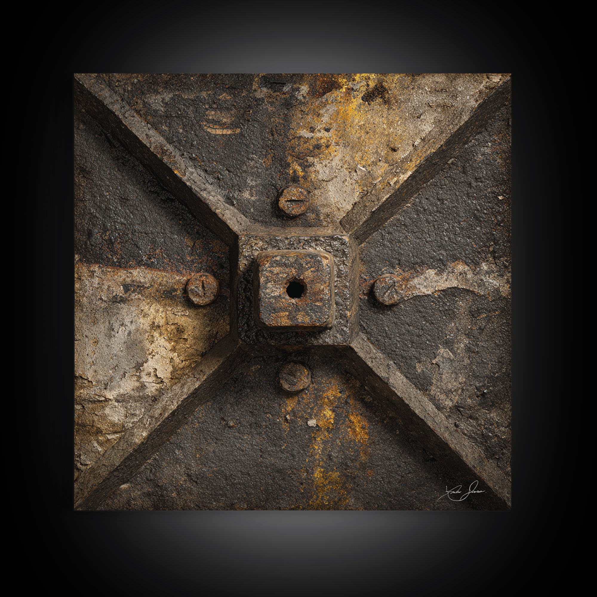 Exposed Brick Texture Abstract Framed Canvas Print, Industrial Art, Texas Art, Living Room Decor, Abstract Art, Foundry, IND-1x1-100
