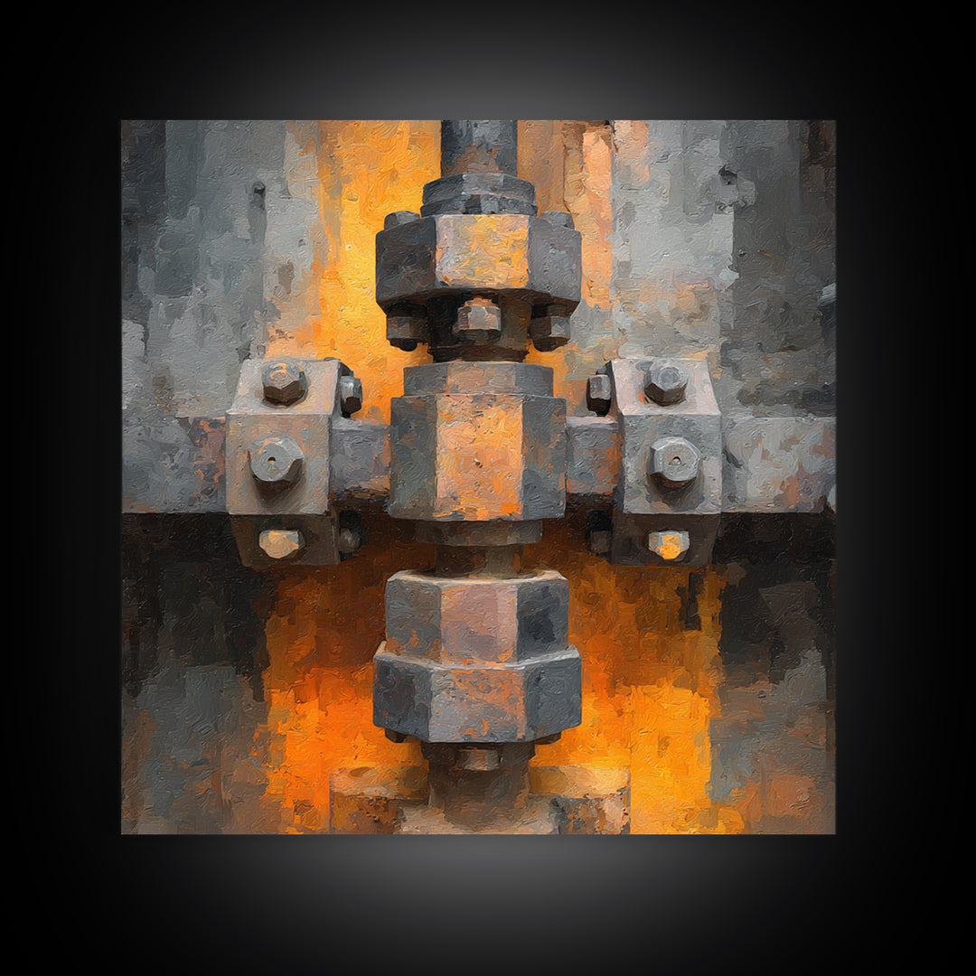 Urban Rail Yard Framed Canvas Print, Industrial Art, Luxury Decor, Living Room Decor, Fine Art, Foundry, Art Print, Printables, IND-1x1-21