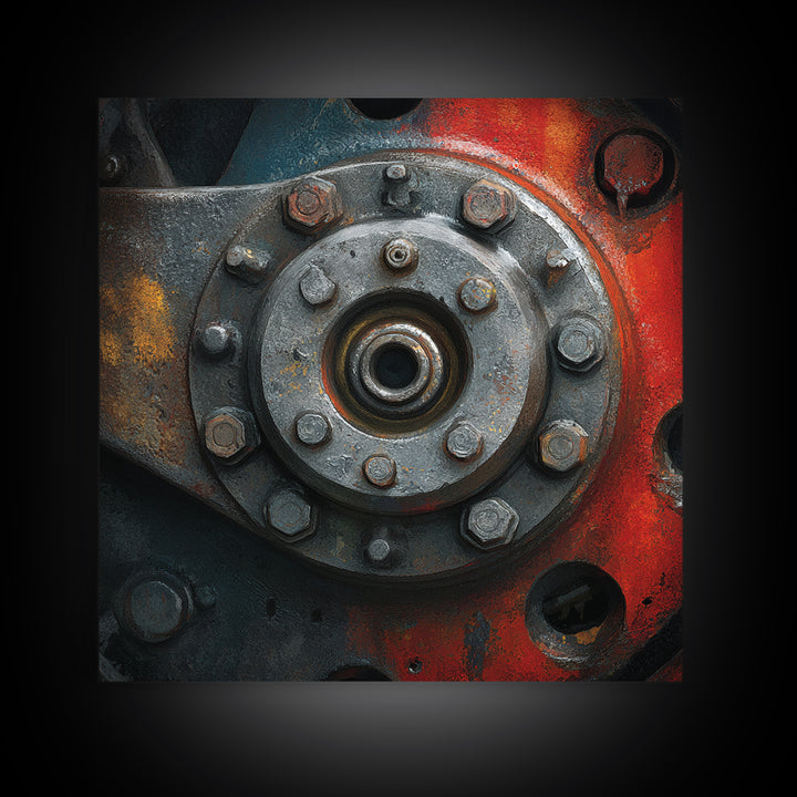 Steam Locomotive Wheel Closeup Canvas Print, Industrial Art, Modern Decor, Living Room Decor, Oil Painting, Foundry, Wall Decor, IND-1x1-30