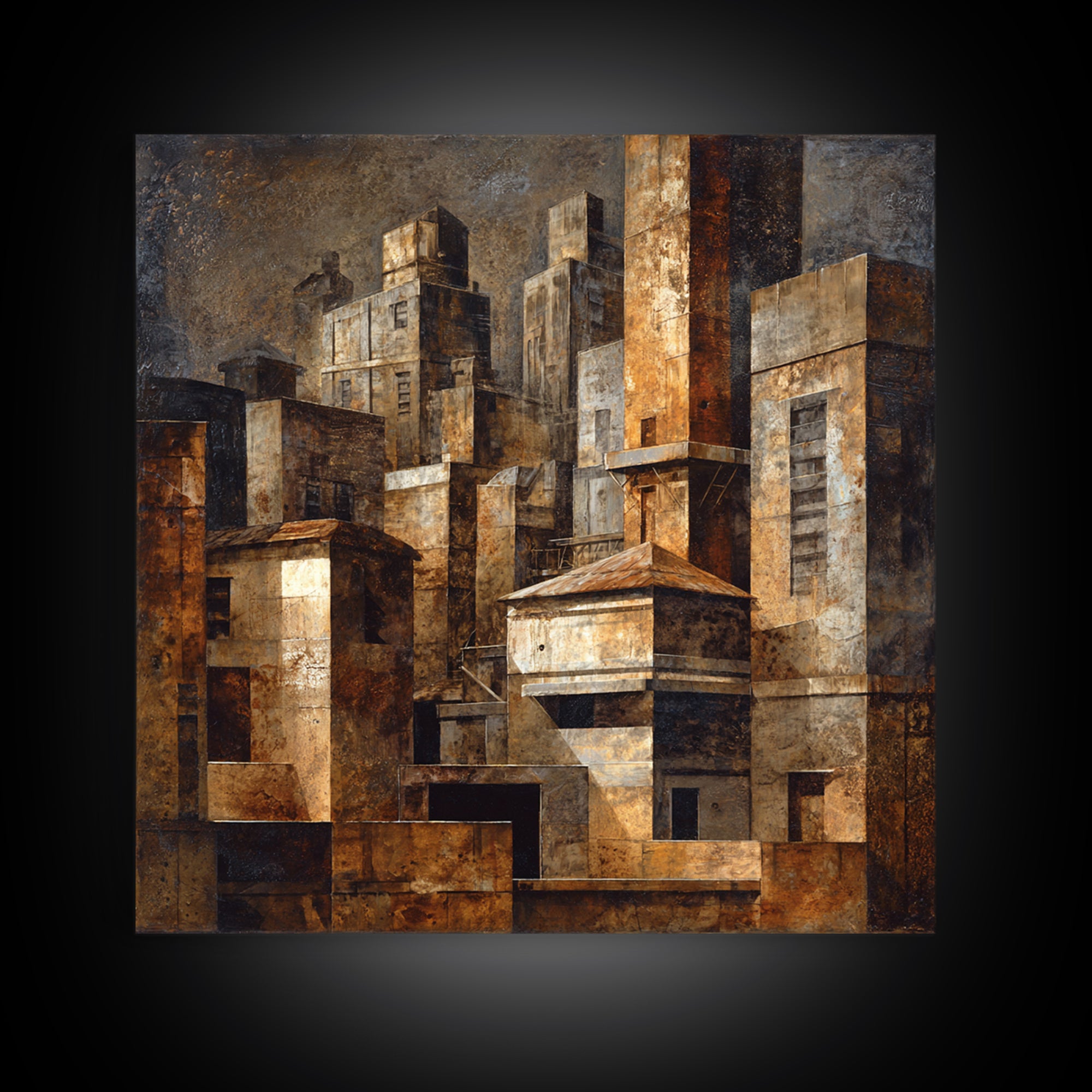 Industrial City Skyline Canvas Print, Industrial Art, Printables, Living Room Decor, Abstract Art, Foundry, Industrial Decor, IND-1x1-36