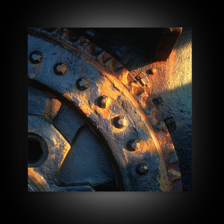 Steam Locomotive Wheel Closeup Canvas Print, Industrial Art, Modern Decor, Living Room Decor, Oil Painting, Foundry, Wall Decor, IND-1x1-54