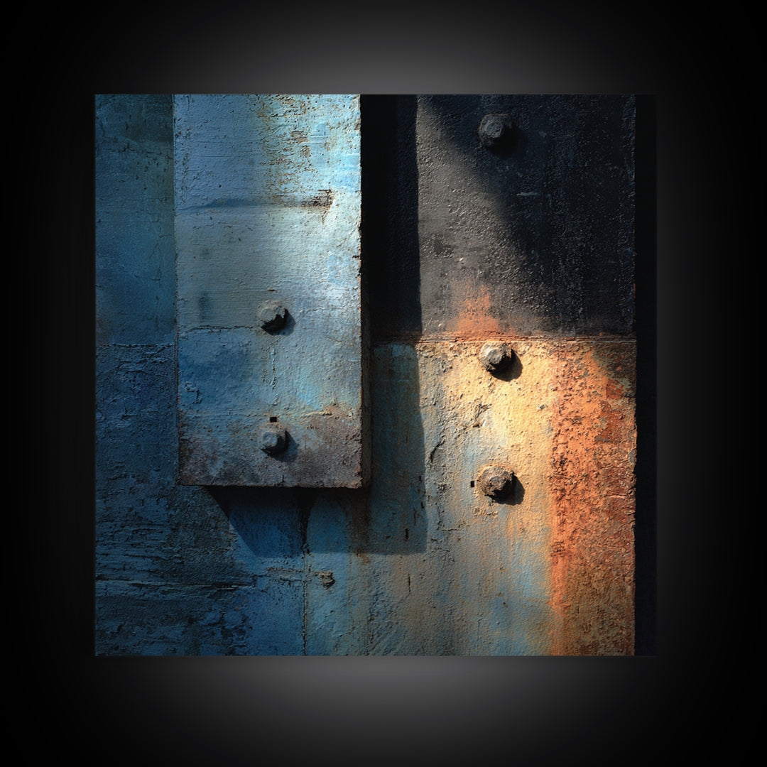 Concrete Wall Abstract Framed Canvas Print, Industrial Art, Wall Decor, Living Room Decor, Fine Art, Foundry, Abstract Wall Art, IND-1x1-57