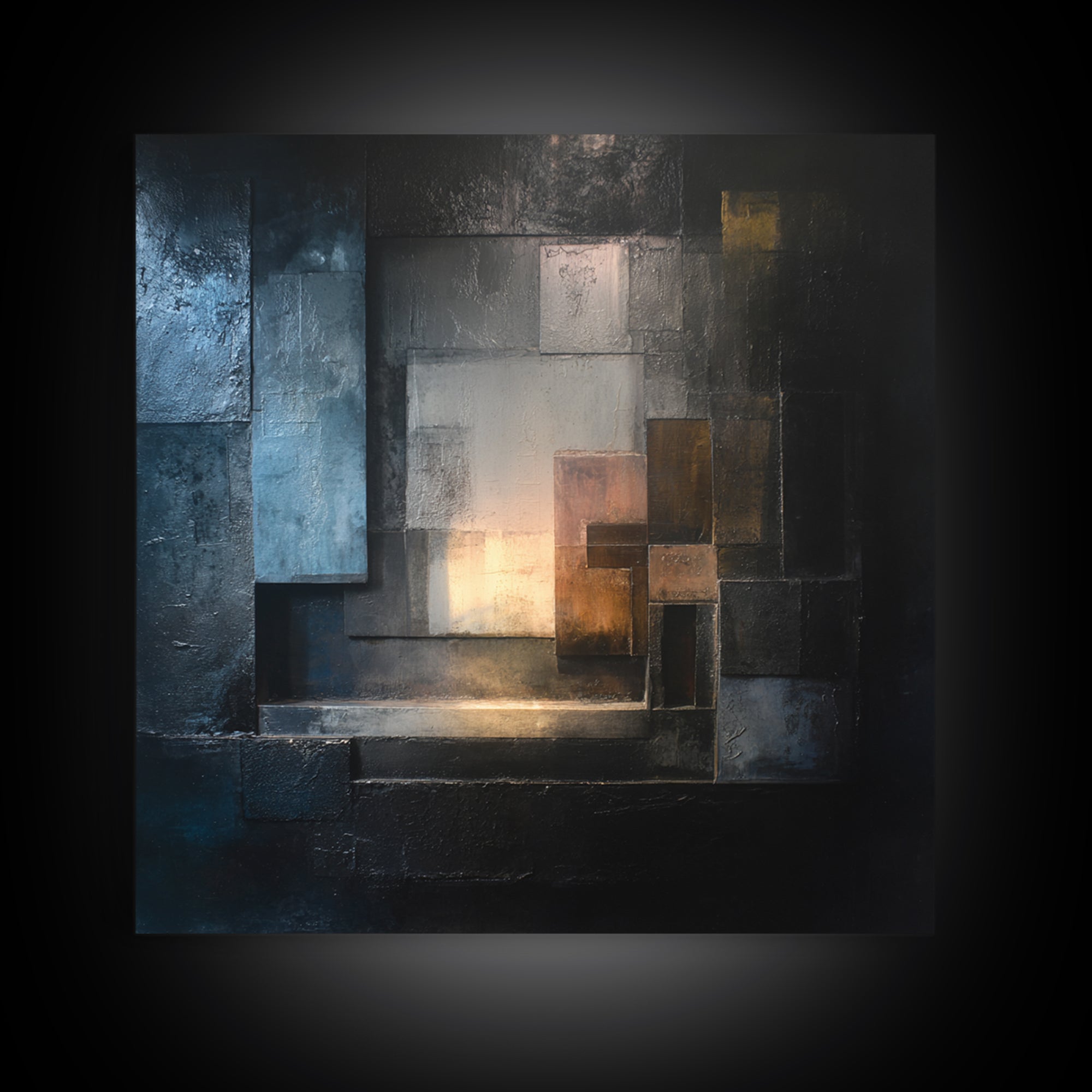 Abstract Smoke and Steel Shapes Framed Canvas Print, Industrial Art, Contemporary Art, Living Room Decor, Fine Art, Foundry, IND-1x1-72