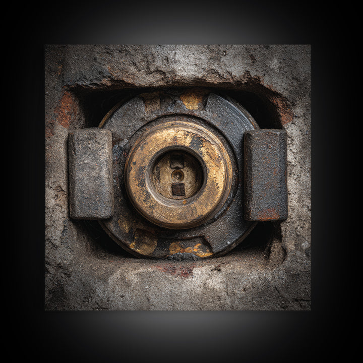 Steam Locomotive Wheel Closeup Framed Canvas Print, Industrial Art, Room Decor, Living Room Decor, Fine Art, Foundry, IND-1x1-78