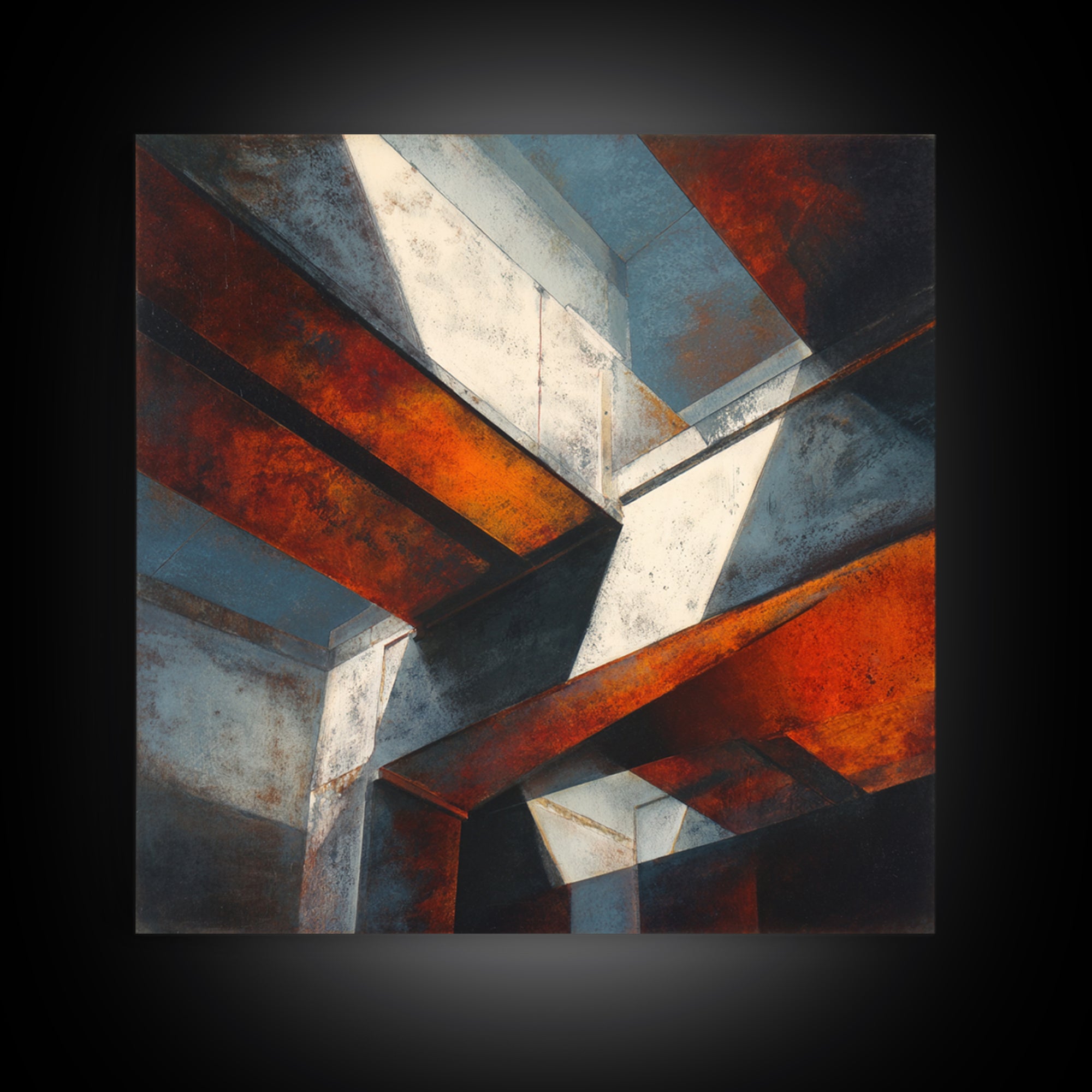 Steel Beams Crossing Like Abstract Lines Canvas Print, Industrial Art, Digital Prints, Living Room Decor, Abstract Art, Foundry, IND-1x1-89