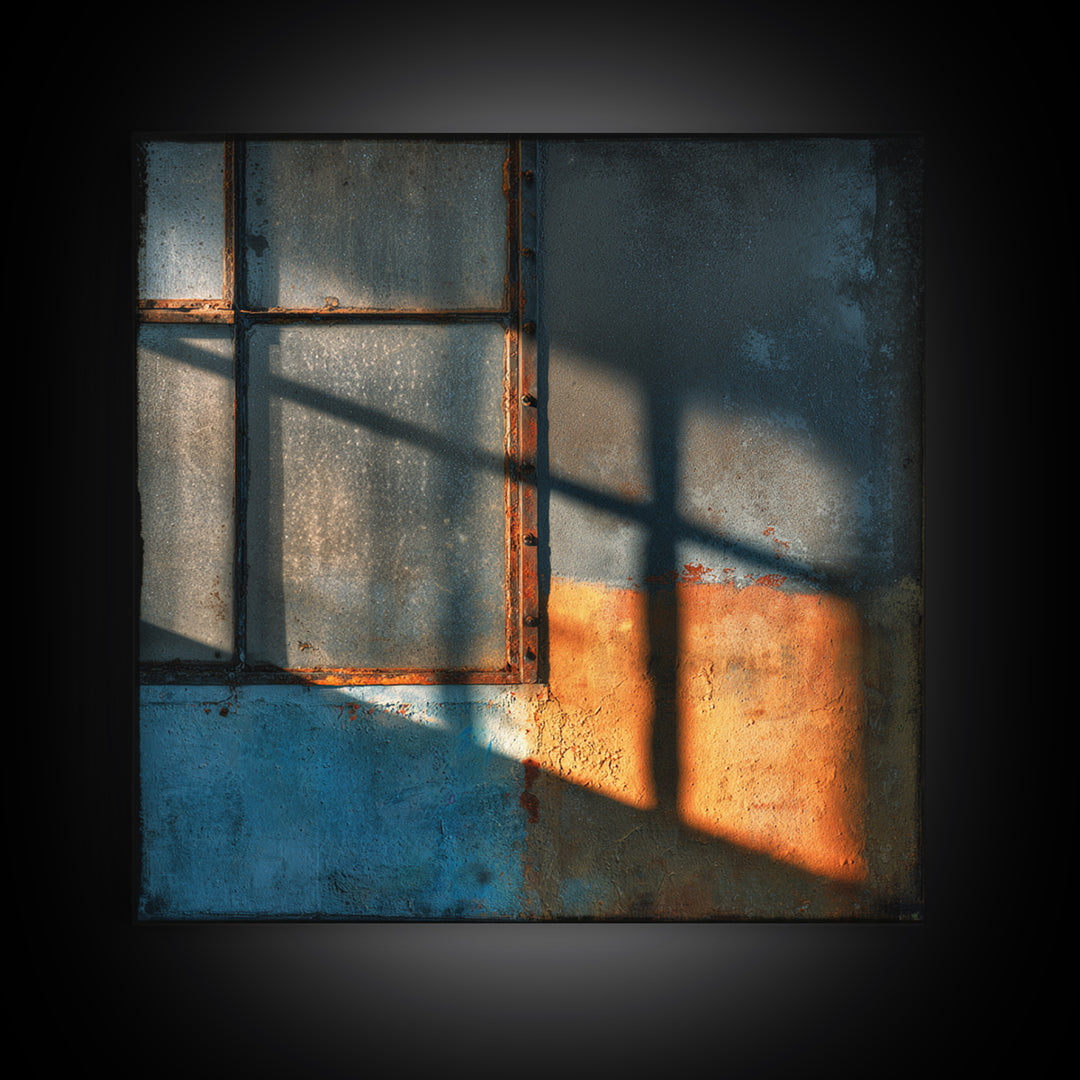 Old Factory Window Canvas Print, Industrial Art, Home Decor, Living Room Decor, Foundry, Abstract Art, Textured Wall Art, IND-1x1-98